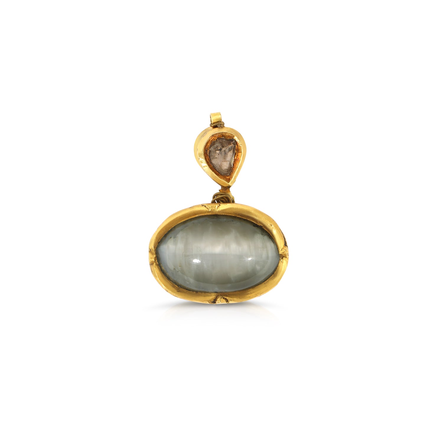 Diamond Cats Eye Gold Pendant