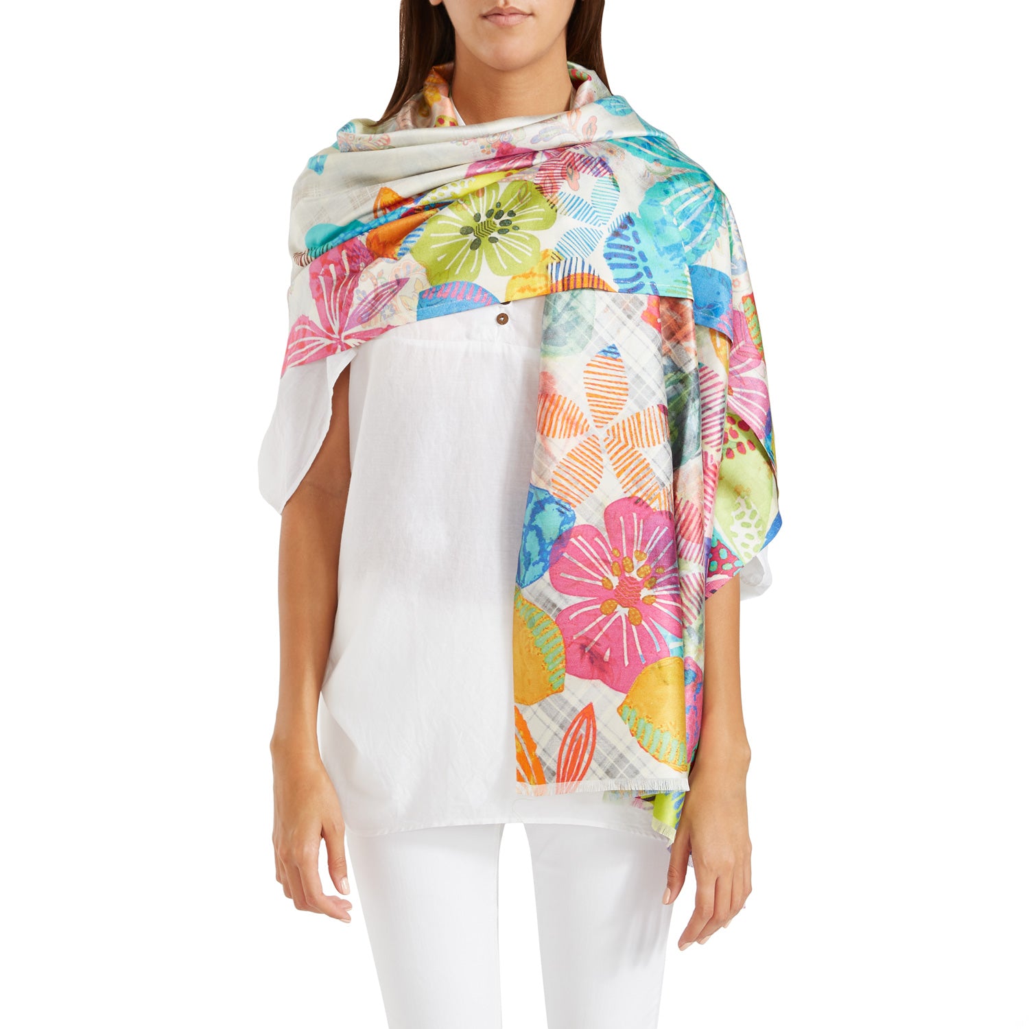 Gia Silk Floral Shawl