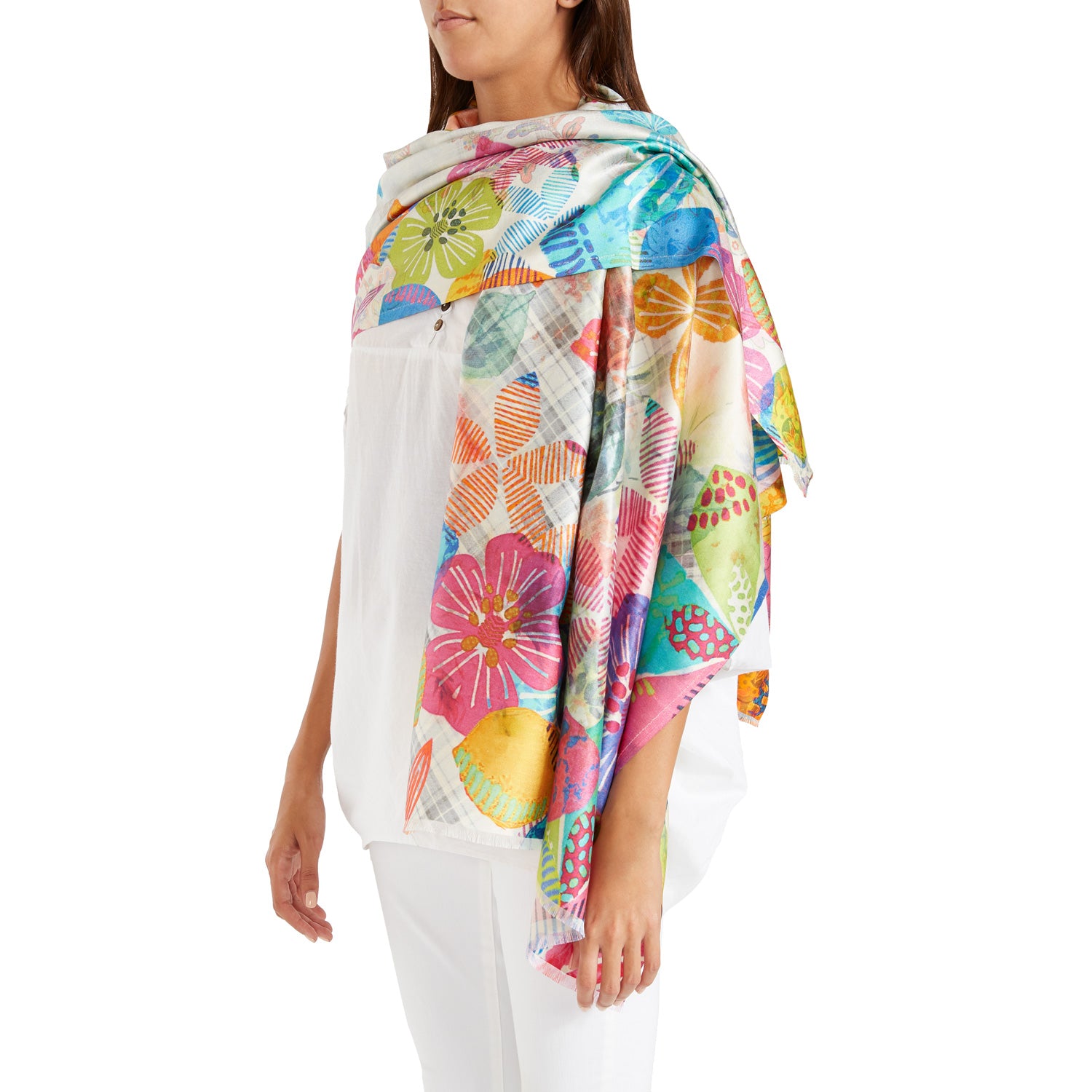 Gia Silk Floral Shawl