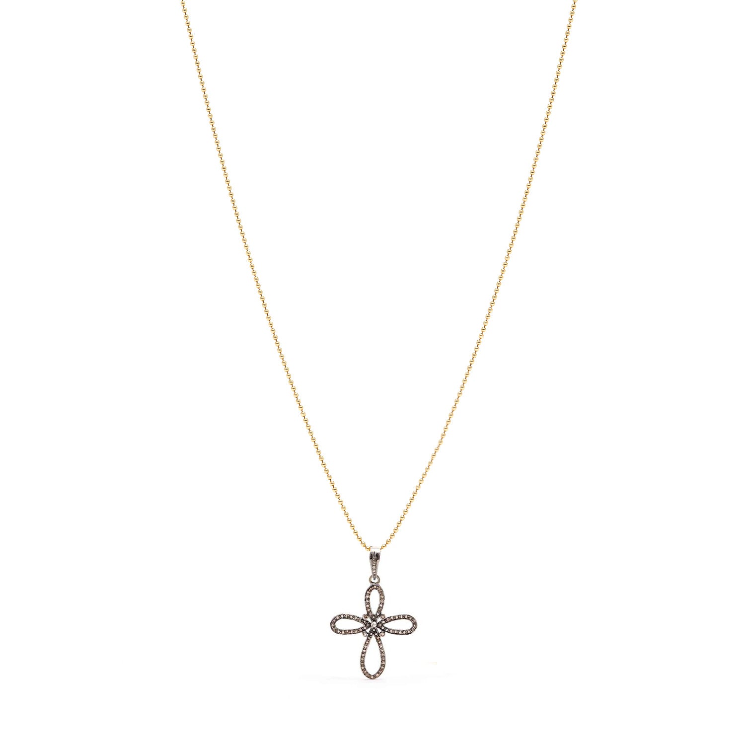 Diamond Flower Cross Gold Chain