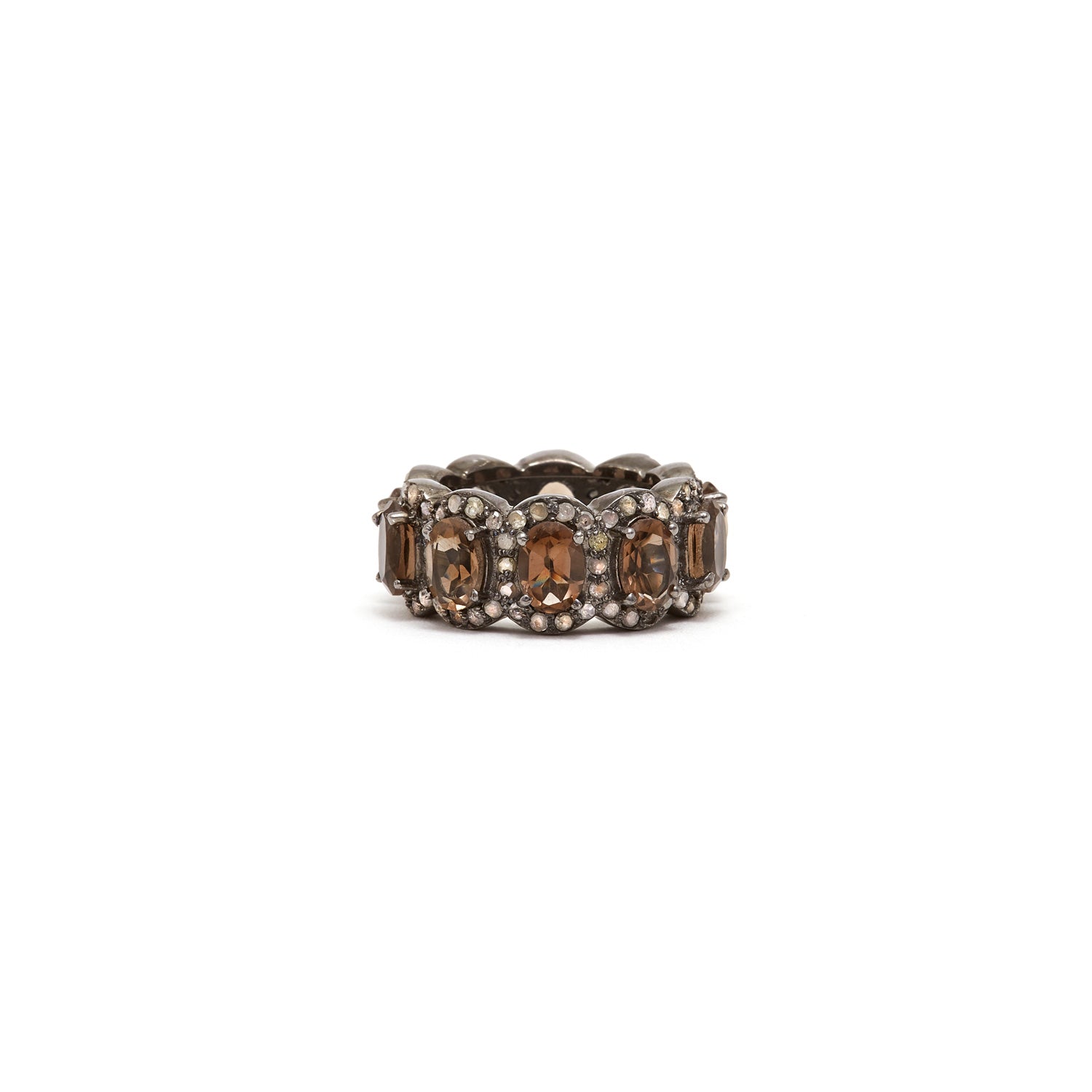 Smokey Quartz Diamond Tiara Ring-Ring-Jaipur Atelier