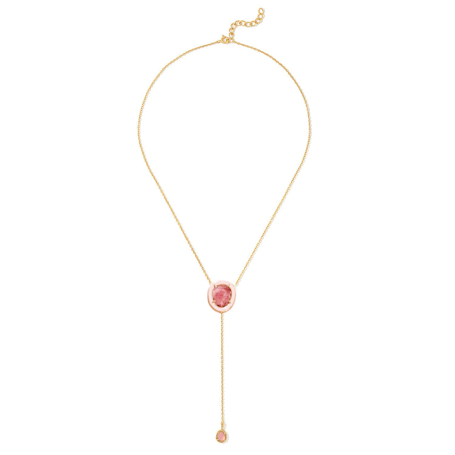 Tourmaline Diamond Pink Enamel T Pendant