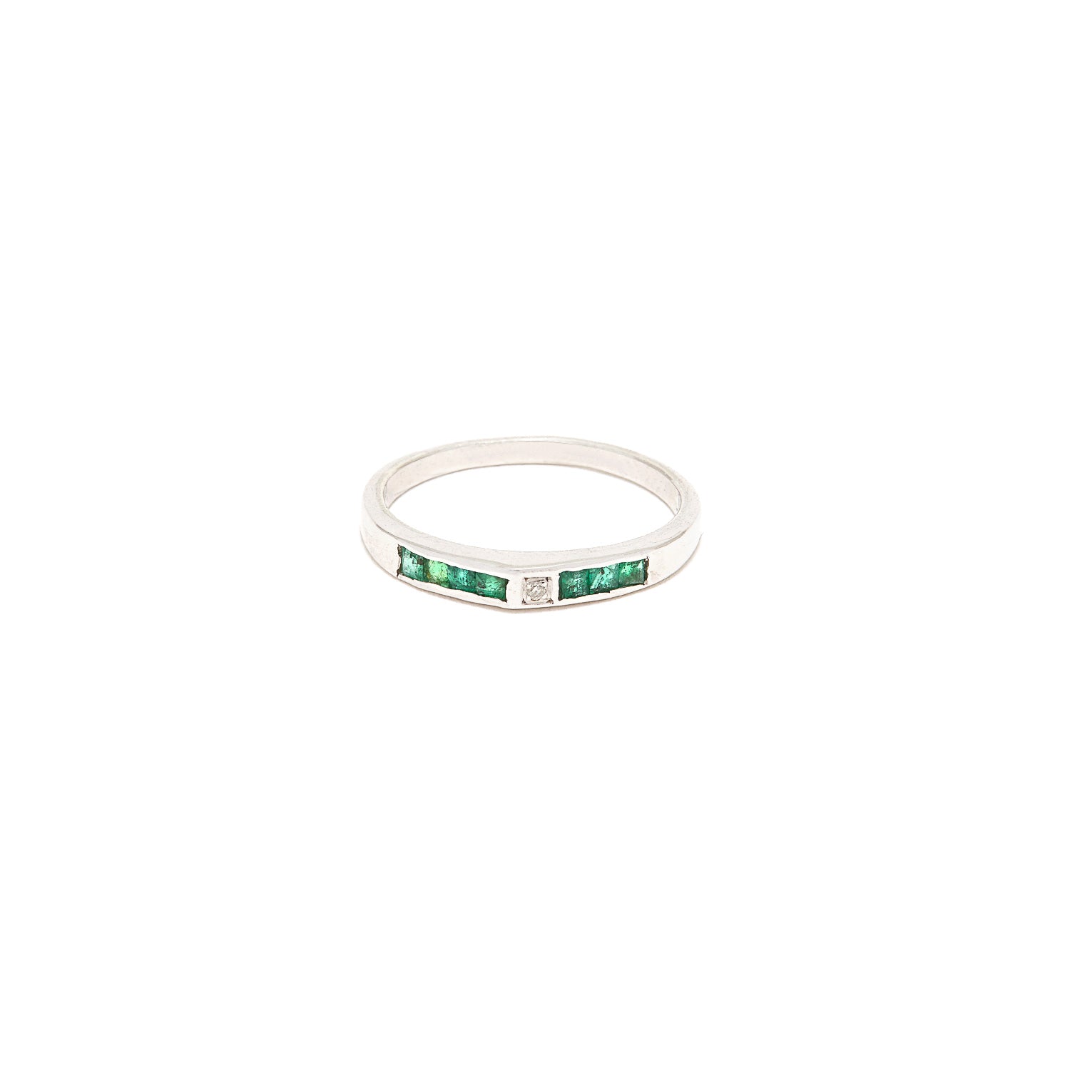 Emerald Diamond Baguette Band