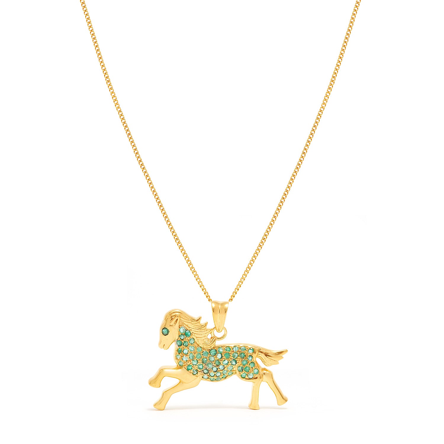 Emerald Cheval Pendant-Necklace-Jaipur Atelier