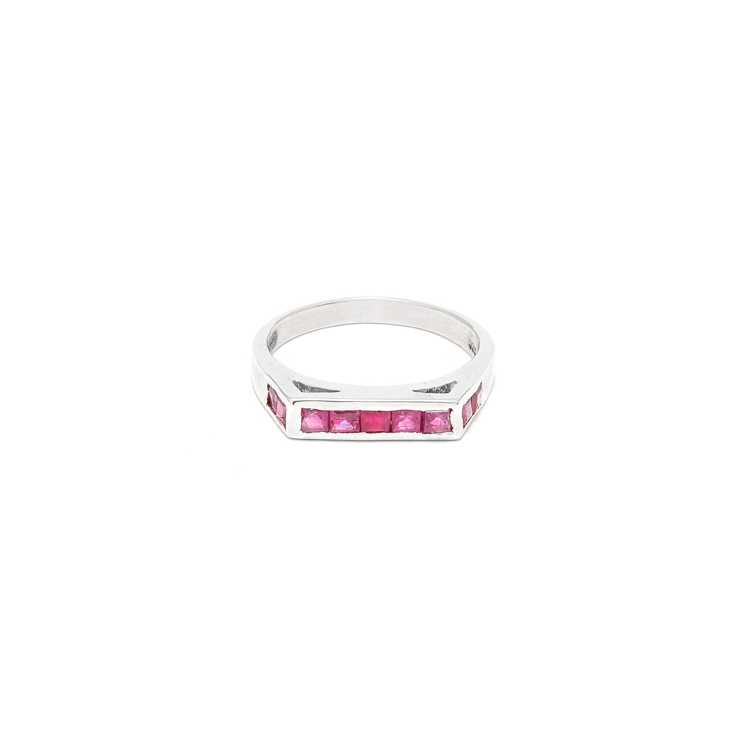Square Top Ruby Baguette Ring-Ring-Jaipur Atelier