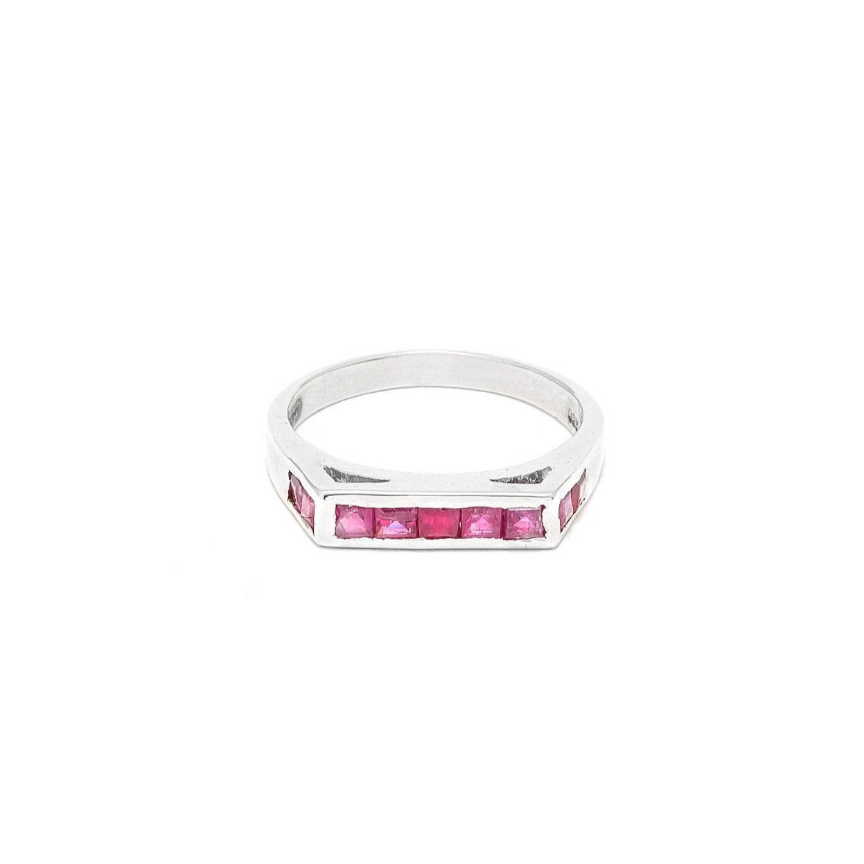 Square Top Ruby Baguette Ring