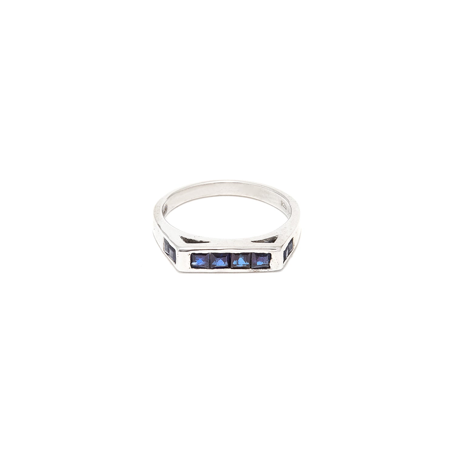 Square Top Sapphire Baguette Ring