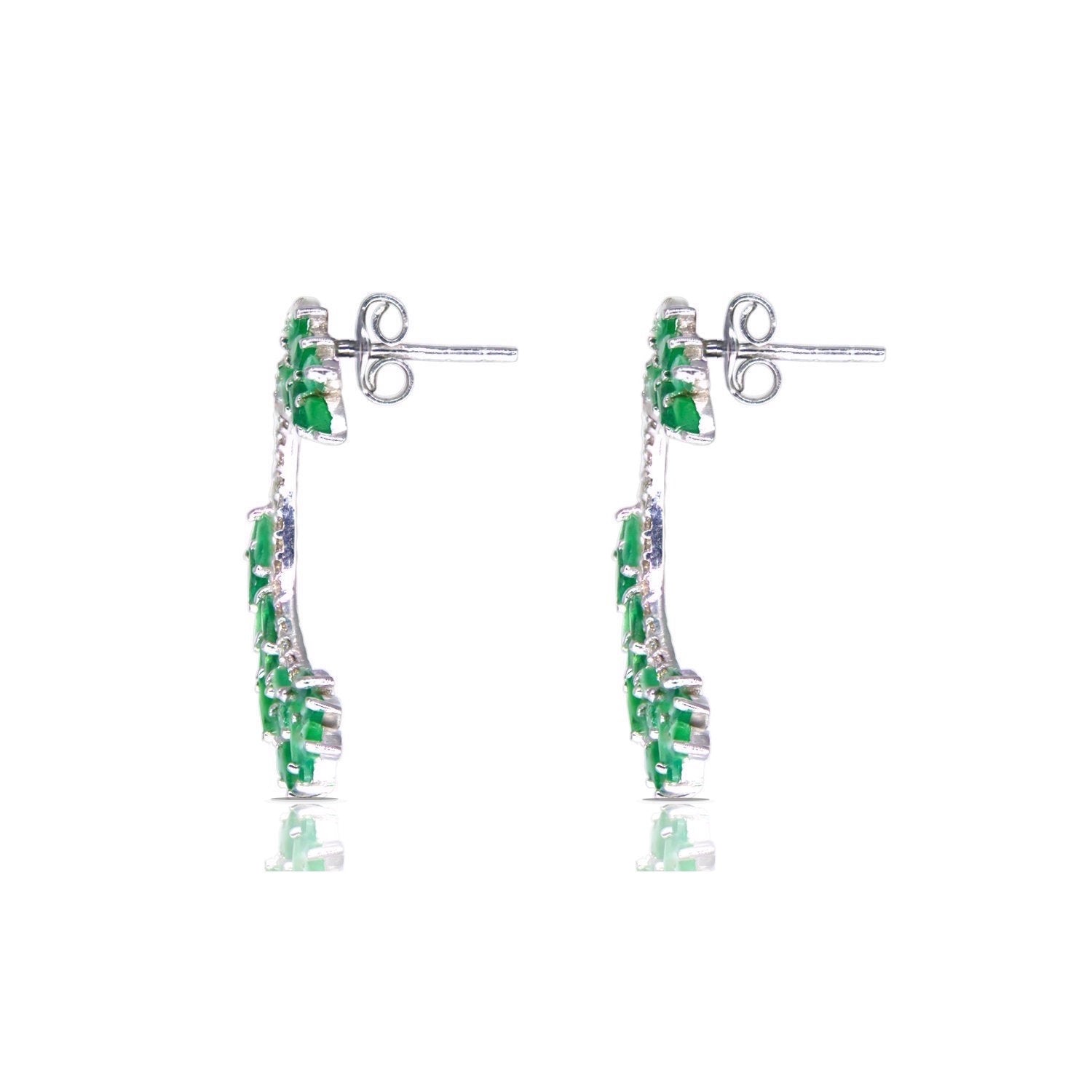 Emerald Diamond Floral Ear Cuffs