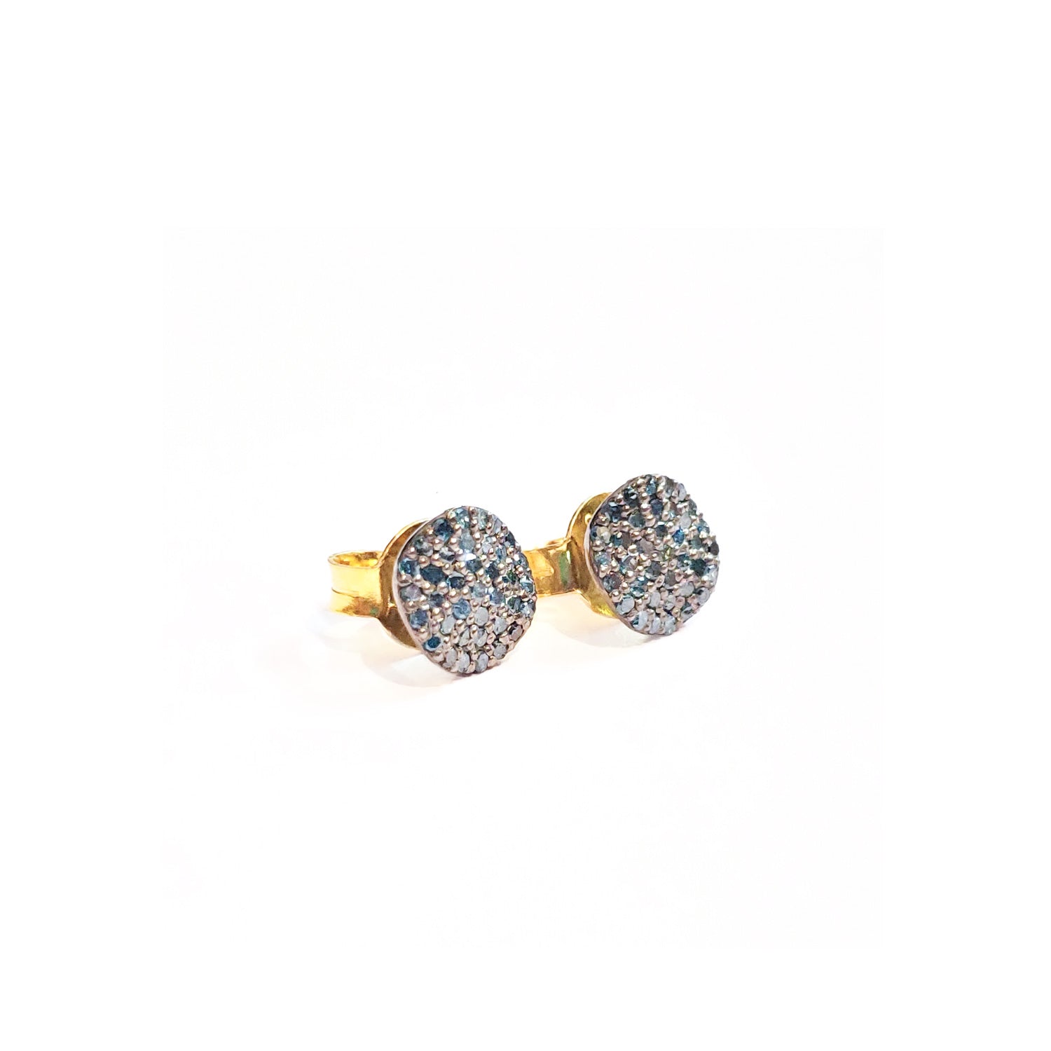 Blue Diamond Blackened Wave Studs