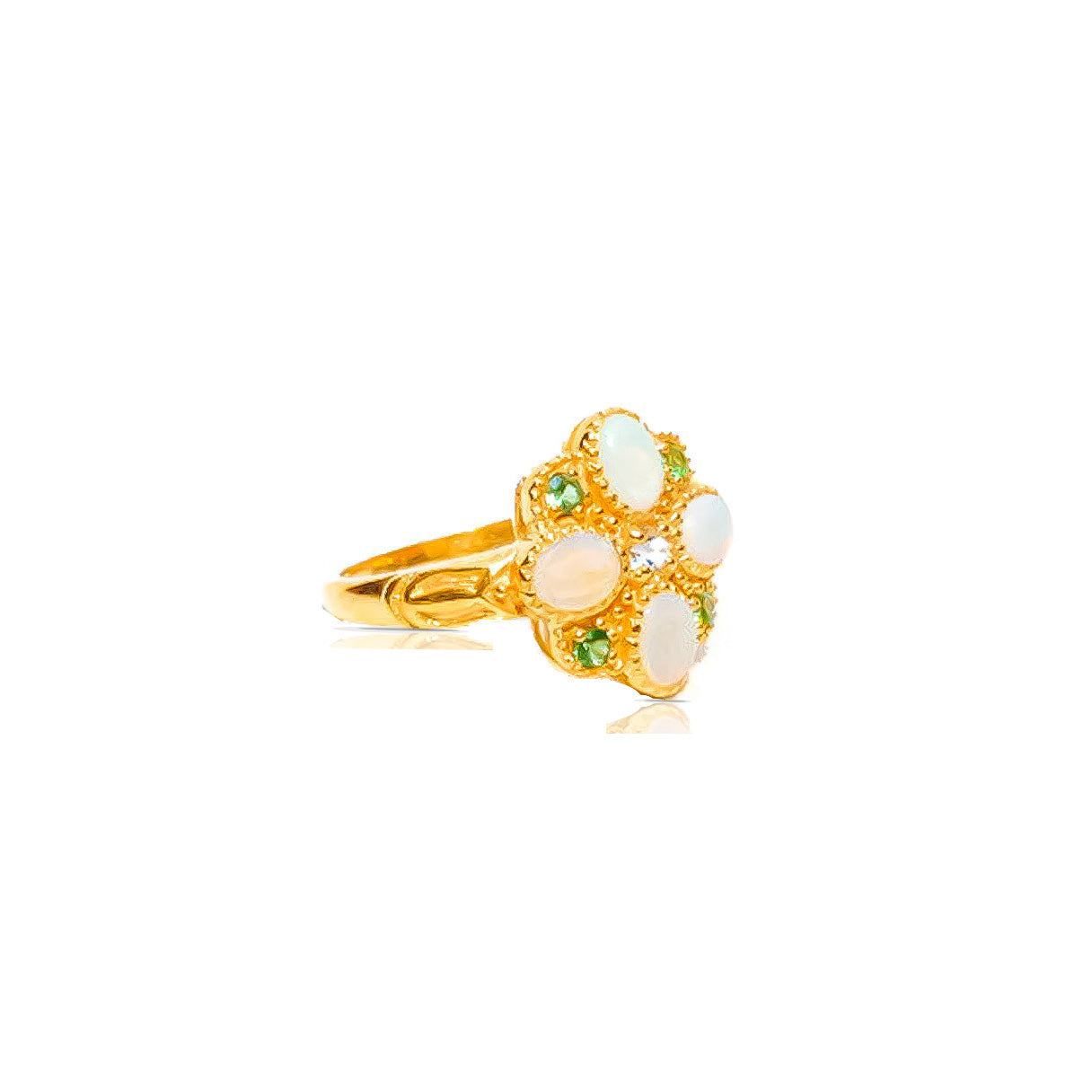 Tsavorite Opal Floral Ring