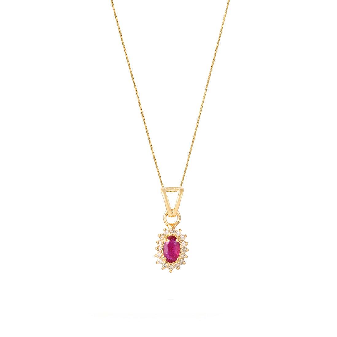 Petite Ruby Diamond Cluster Pendant