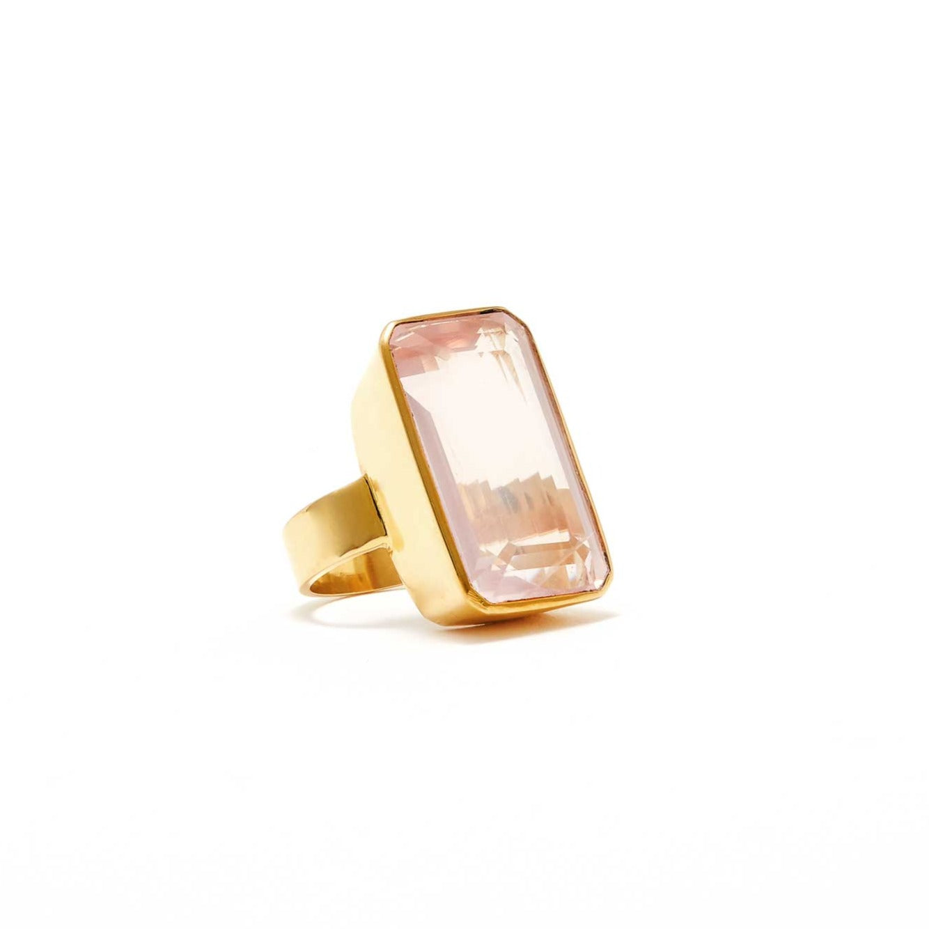 Jaipur Atelier The Helen Rose Quartz Emerald Cut Cocktail Ring