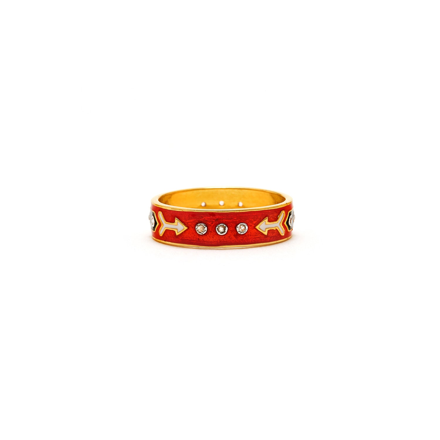 Jaipur Atelier Orange Arrow Enamel Diamond Band
