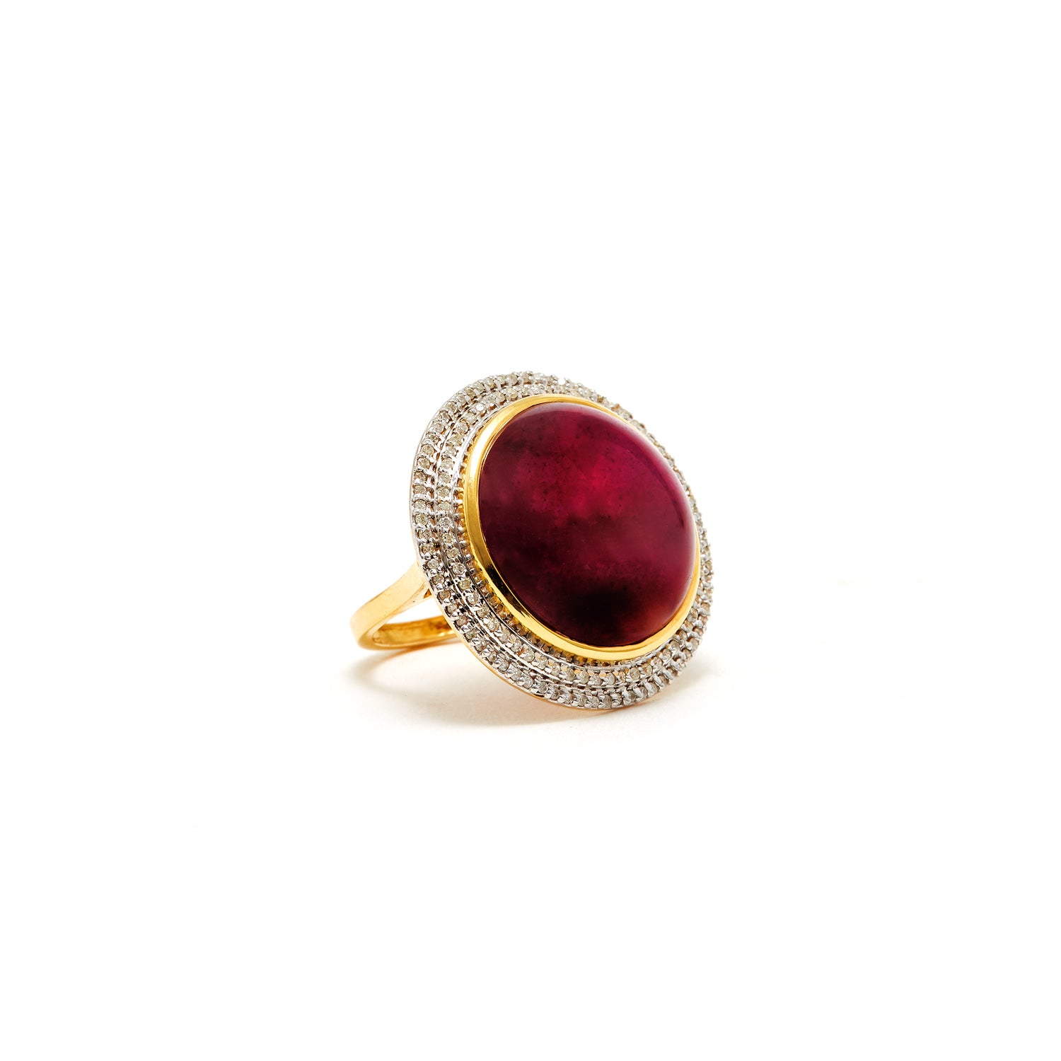Ruby Brilliant Fire Disc Cocktail Ring-Ring-Jaipur Atelier