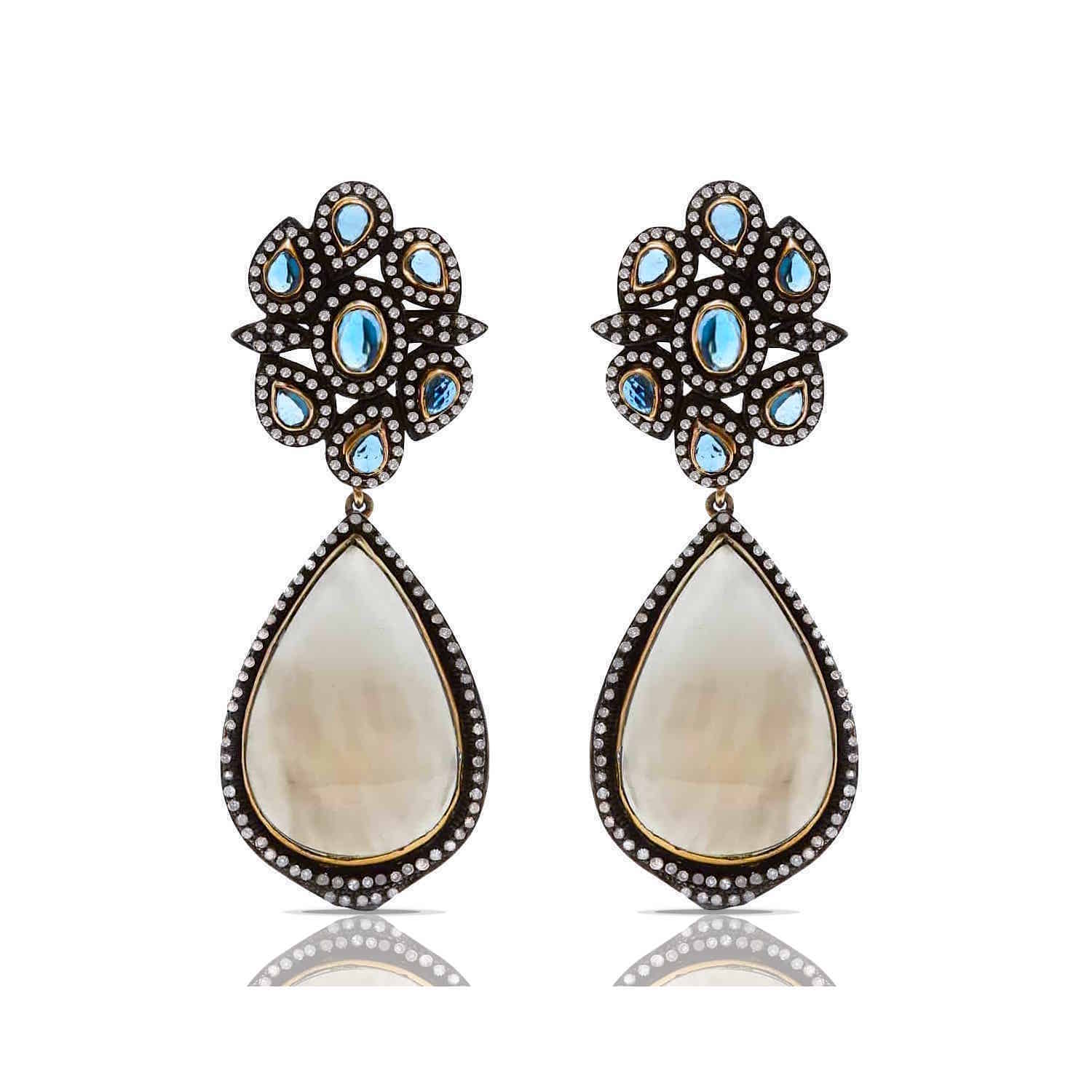 Black & Blue Sapphire Earrings