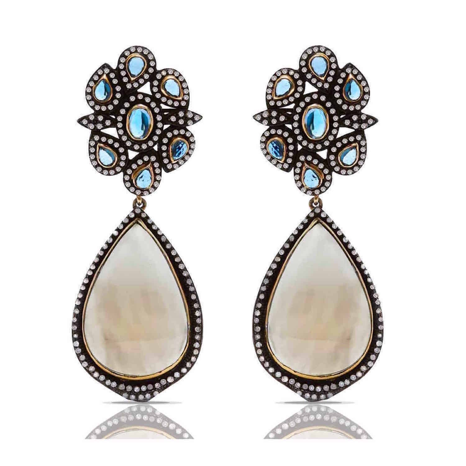 Black & Blue Sapphire Earrings
