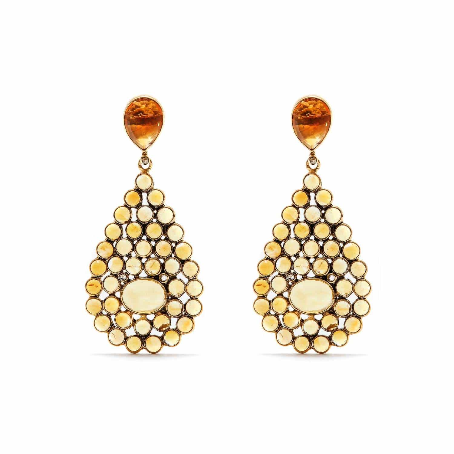 ‘Diaphanous’ Citrine & Diamond Tear Drops