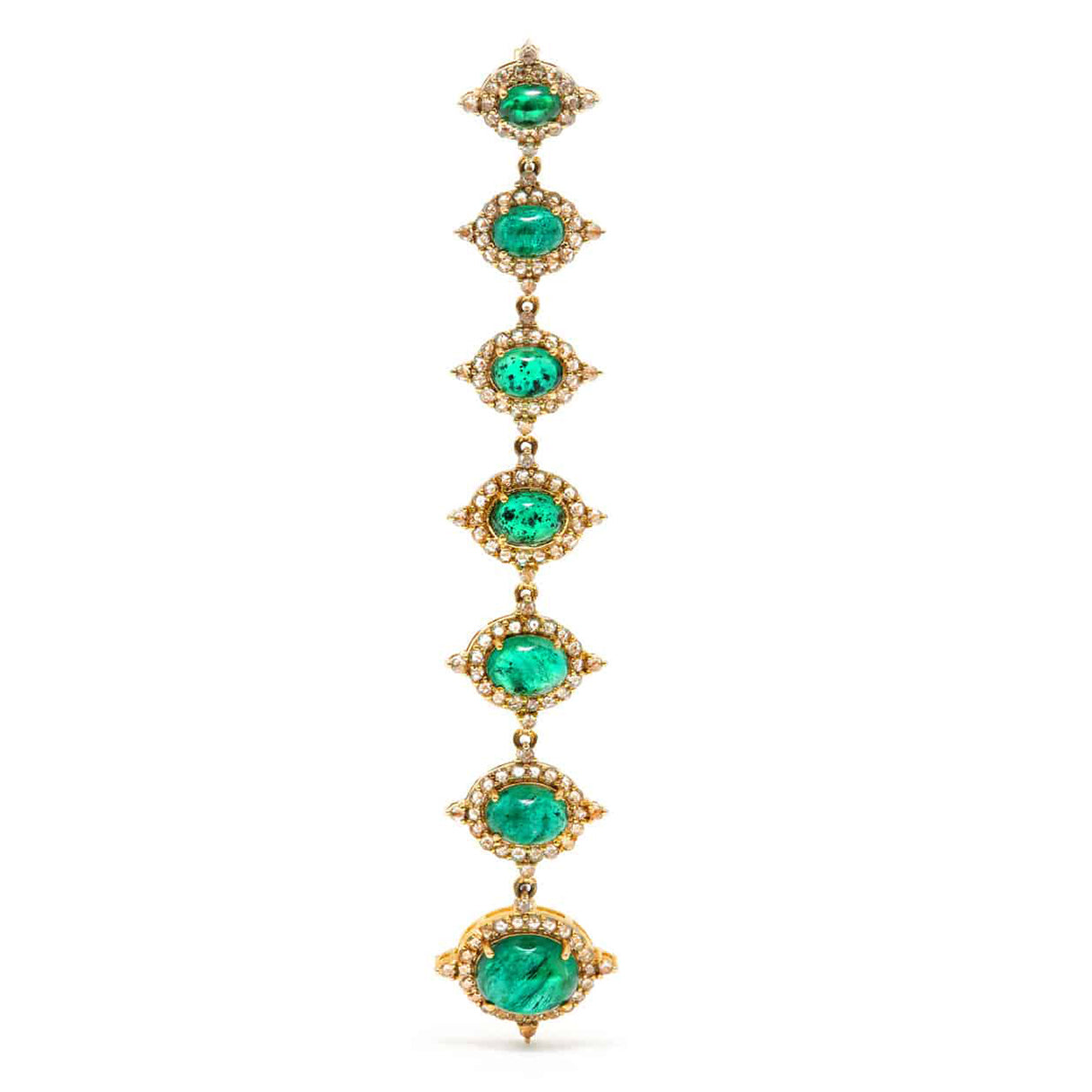 Emerald Diamond Gold Chandelier Earrings