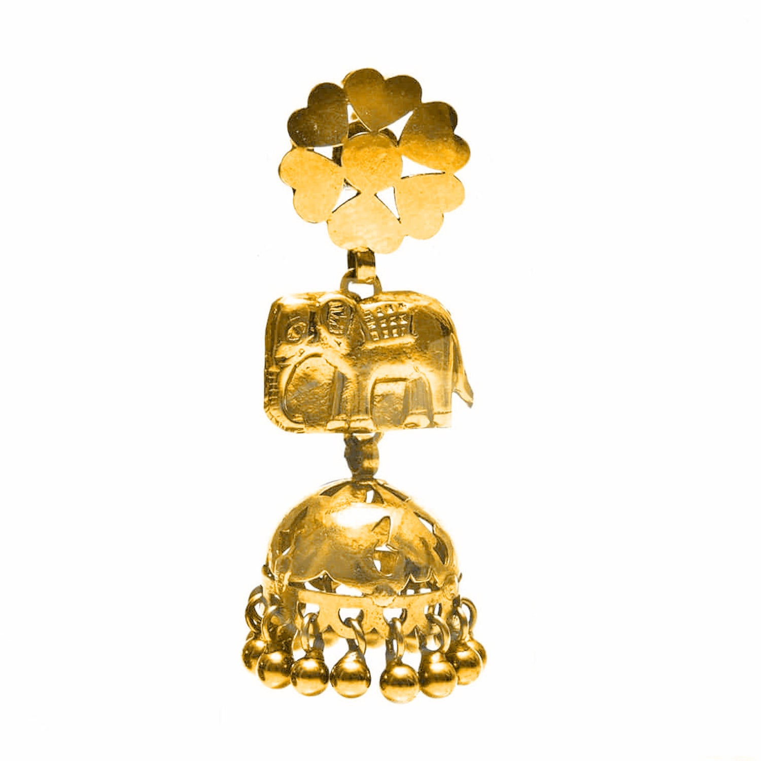 Elephant Chandelier Gold Tribal Earrings