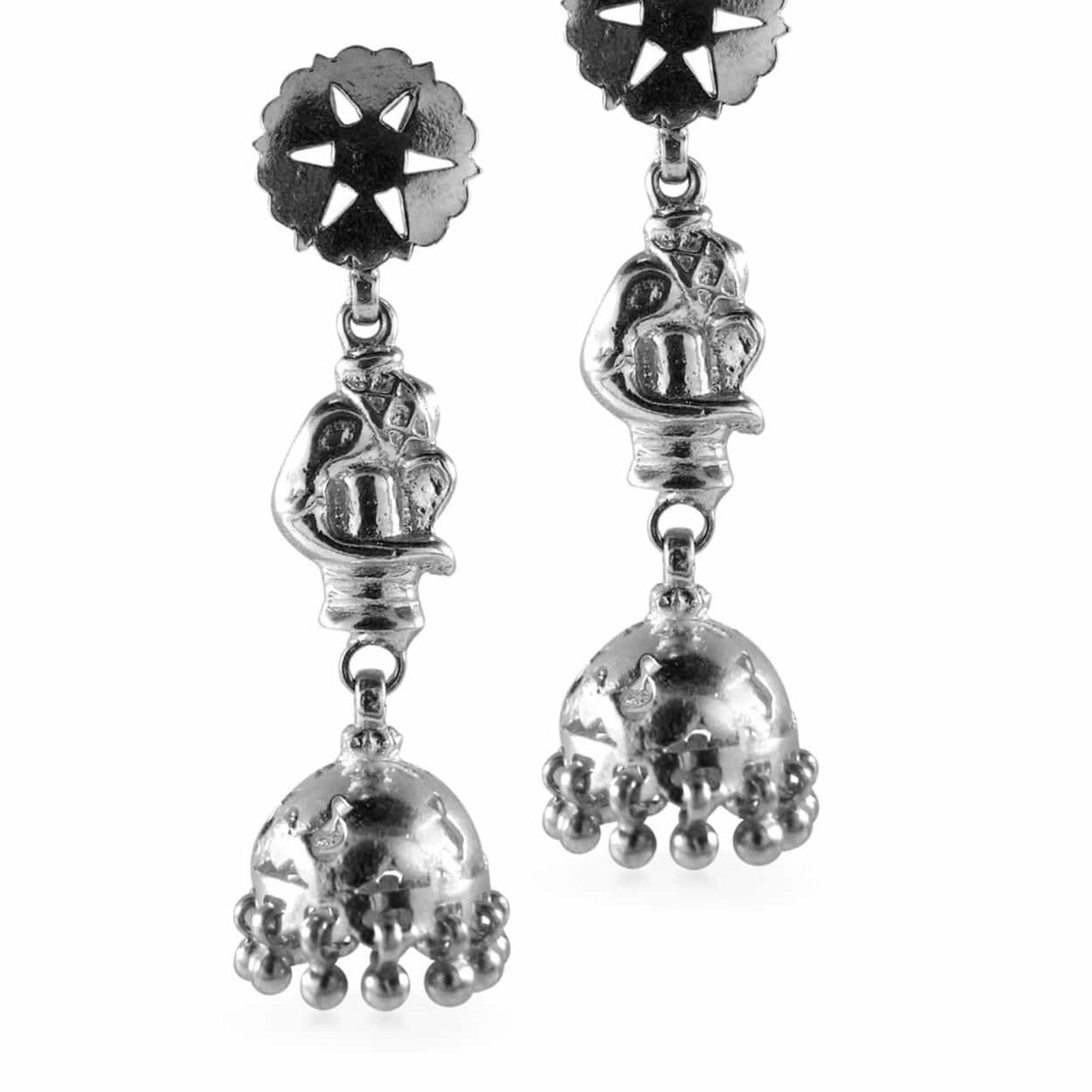 Silver Elephant Chandelier Earrings