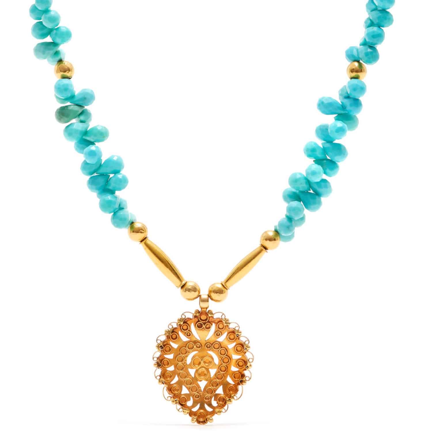 Jaipur Atelier Turquoise Gold Boho Pendant