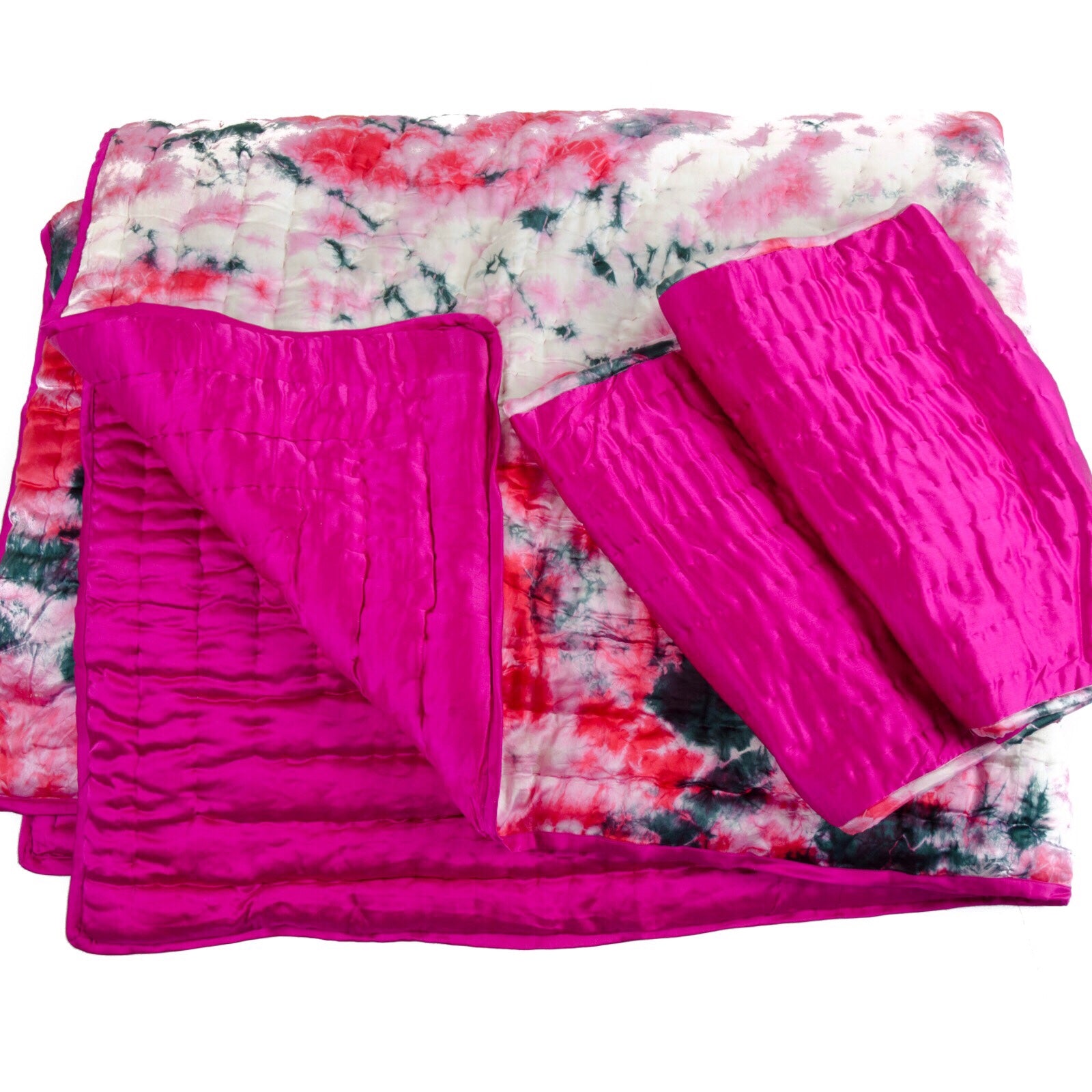 Jaipur Atelier Magenta & Silver Silk Tie Dye Quilt