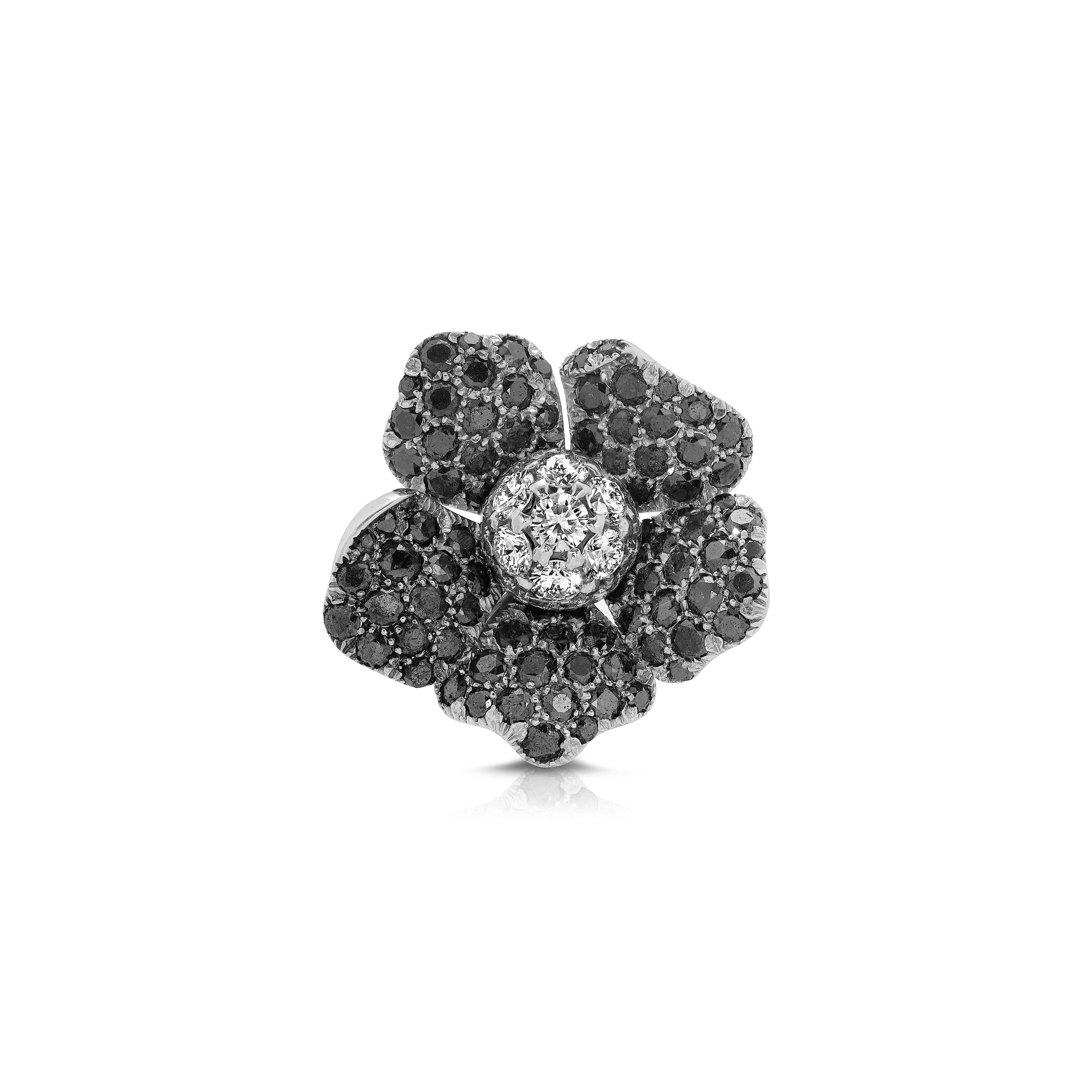 Blanc Noir Diamond Ruby Floral Cocktail Ring