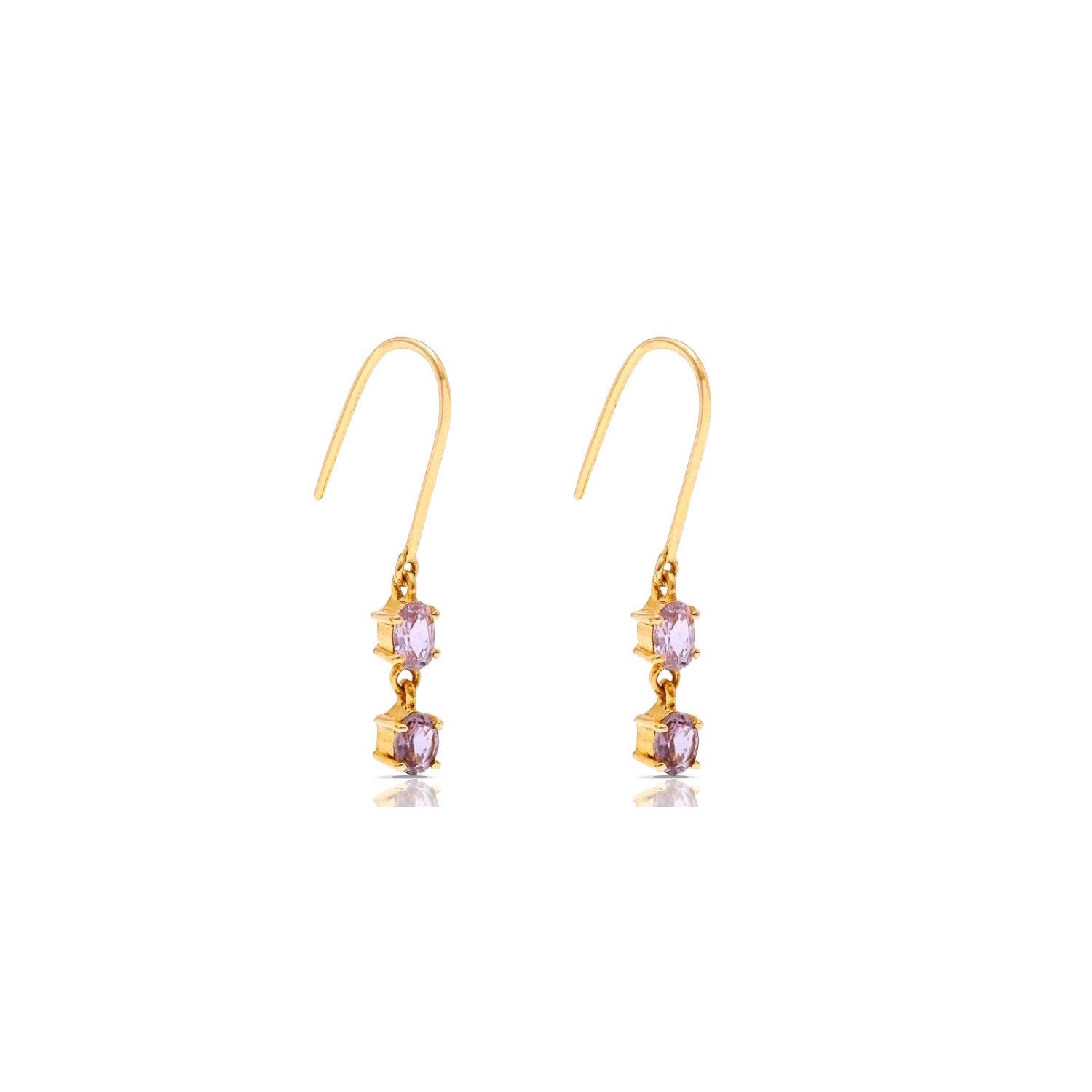 Mauve Spinel Chain Drop Earrings