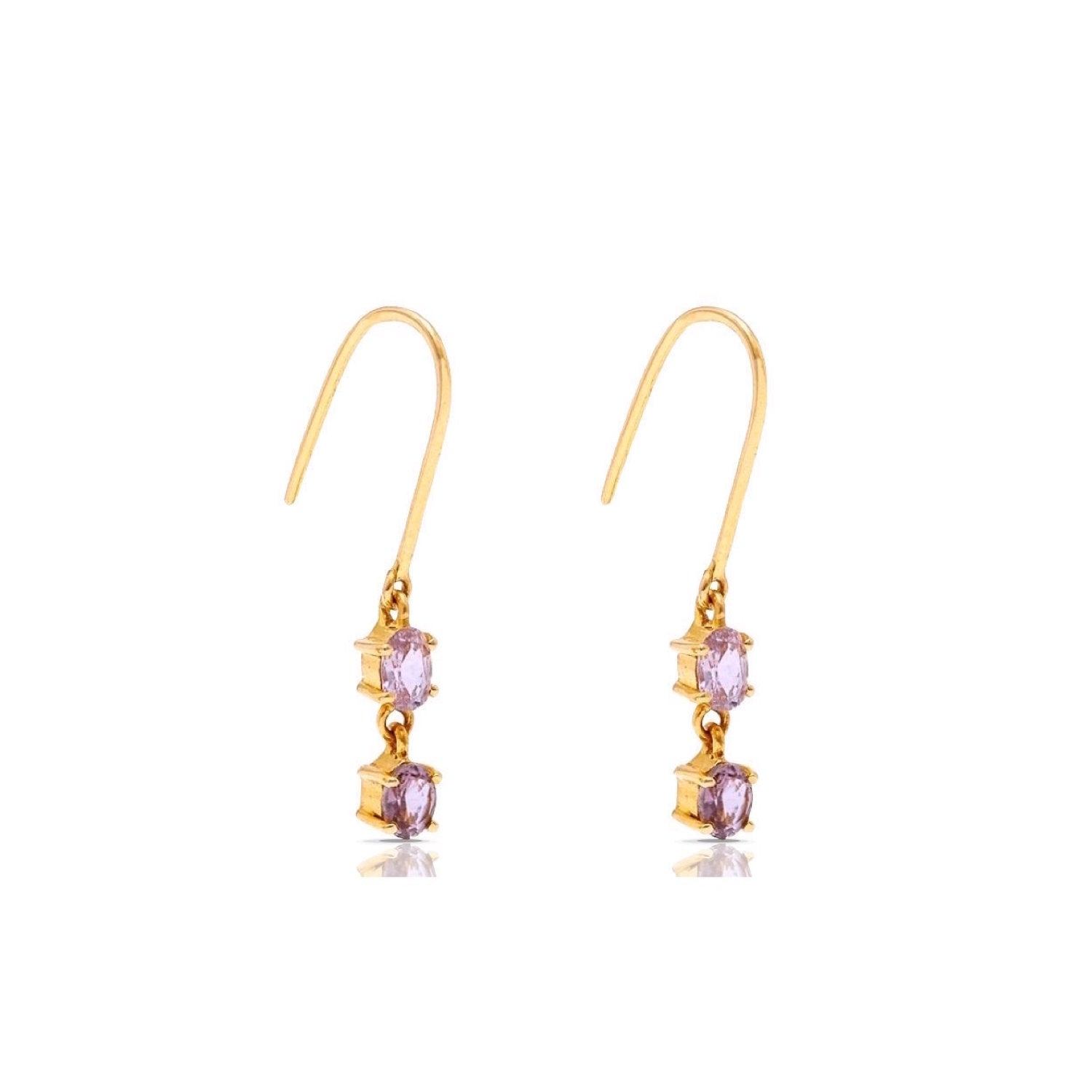 Mauve Spinel Chain Drop Earrings