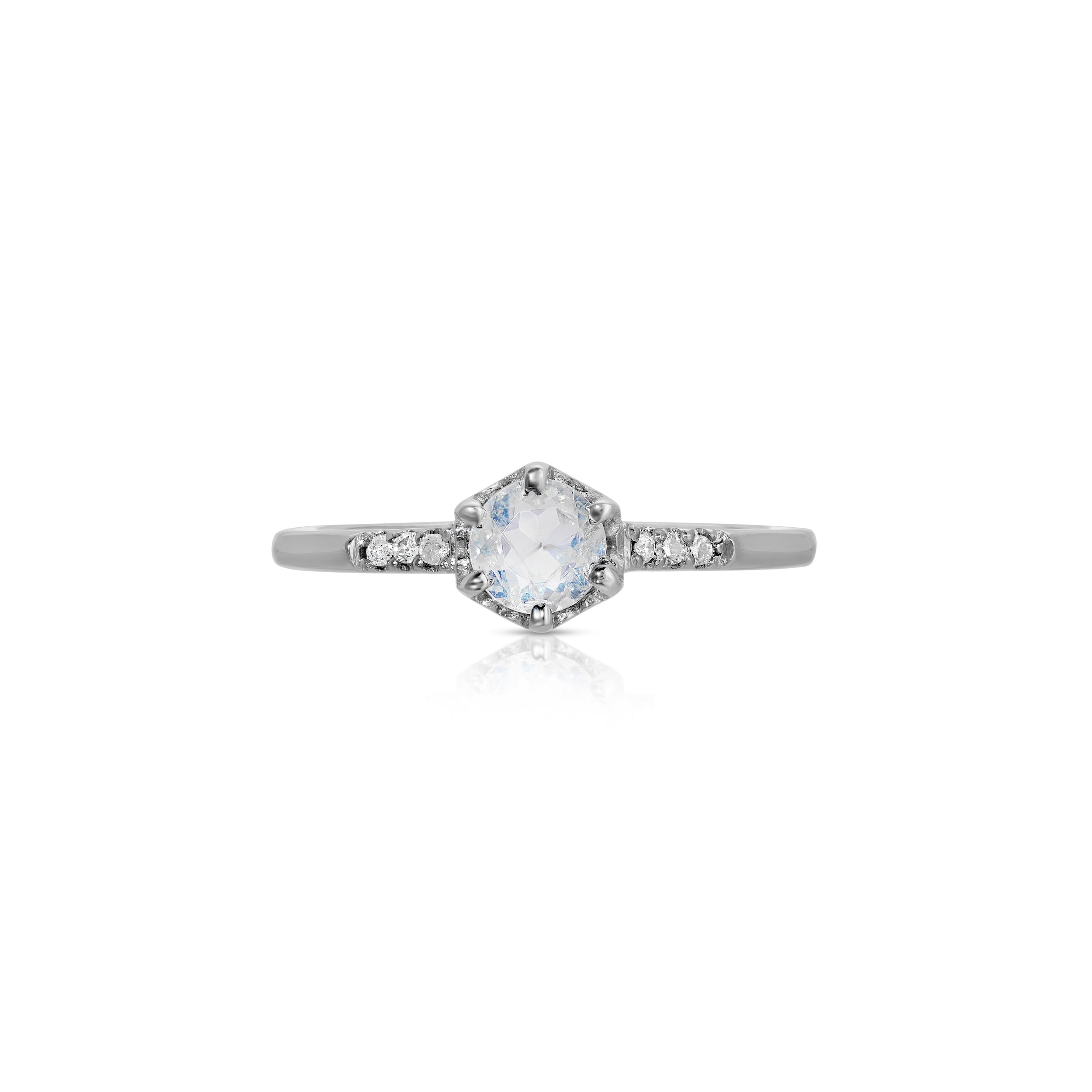 Iridescent Moonstone Diamond Band