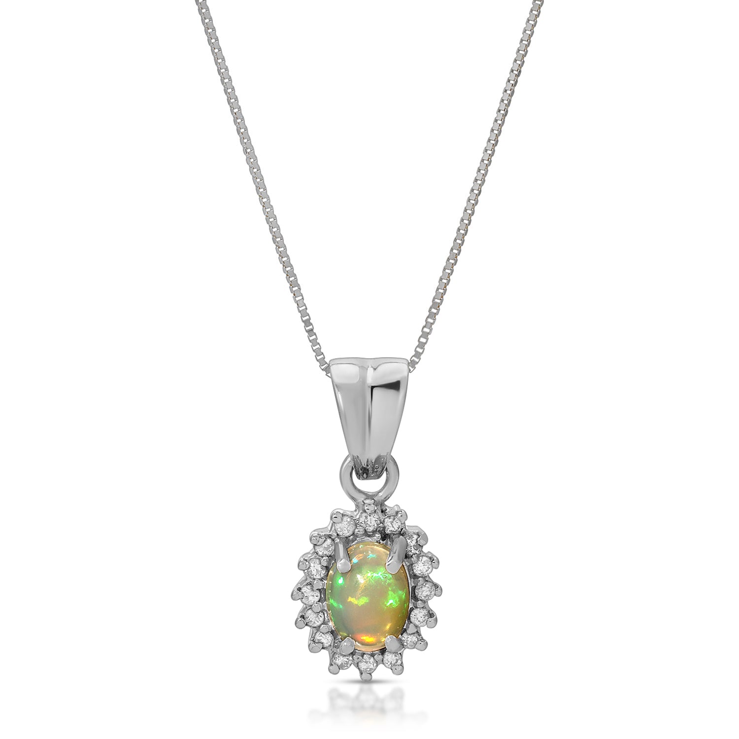 Opal Diamond Oval Cluster Petite Pendant