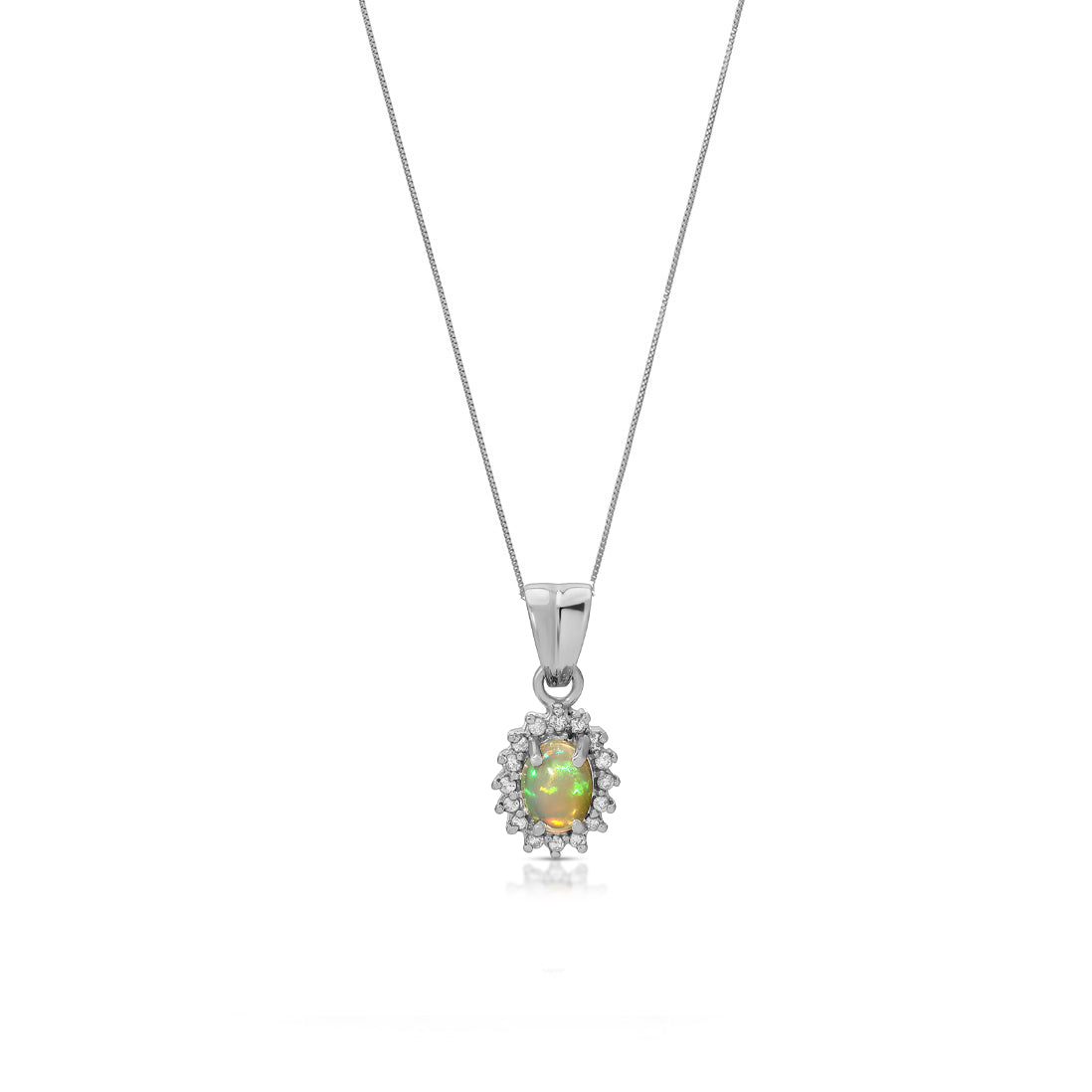 Opal Diamond Oval Cluster Petite Pendant