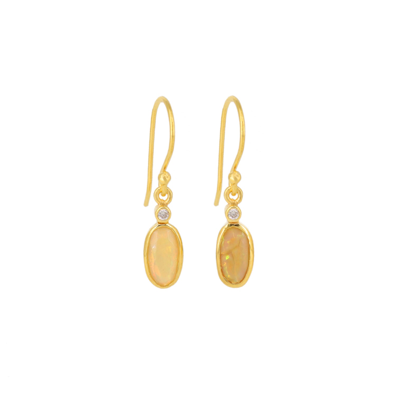 Opal Diamond Oval Drop Earrings