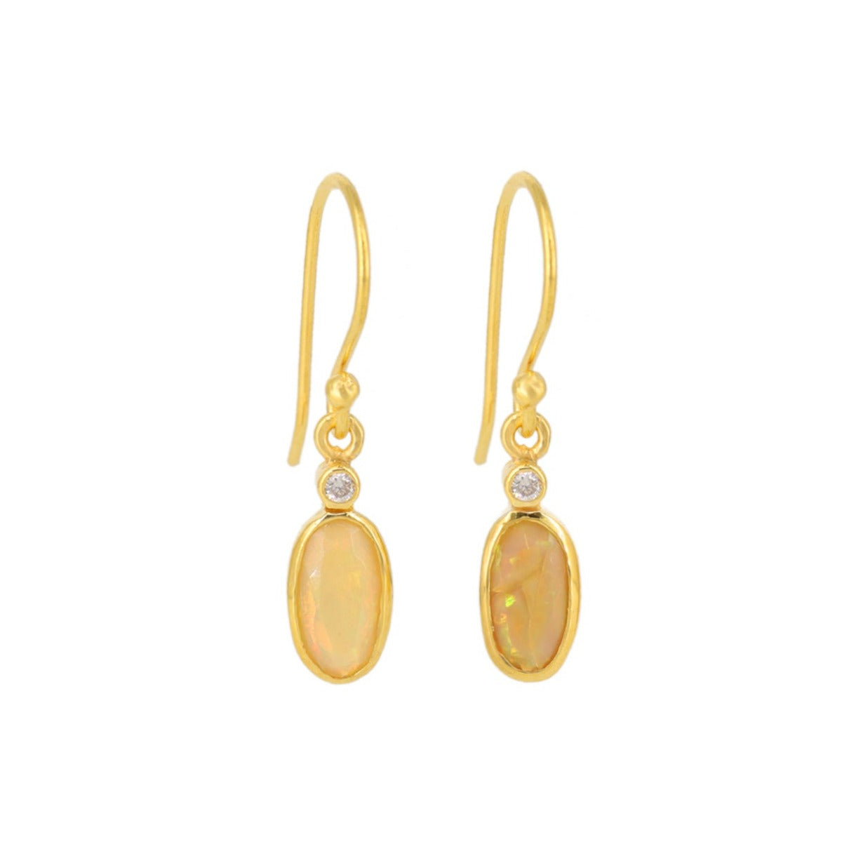 Opal Diamond Oval Drop Earrings