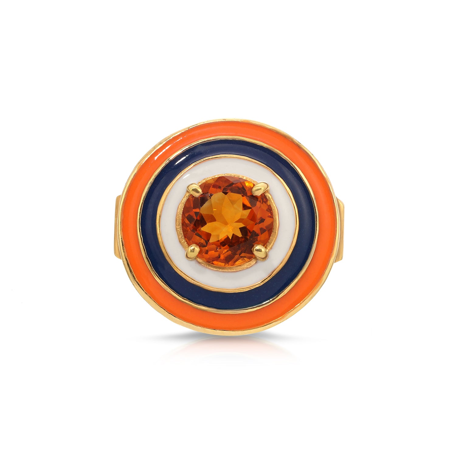 Orange Sapphire Enamel Bullseye Ring