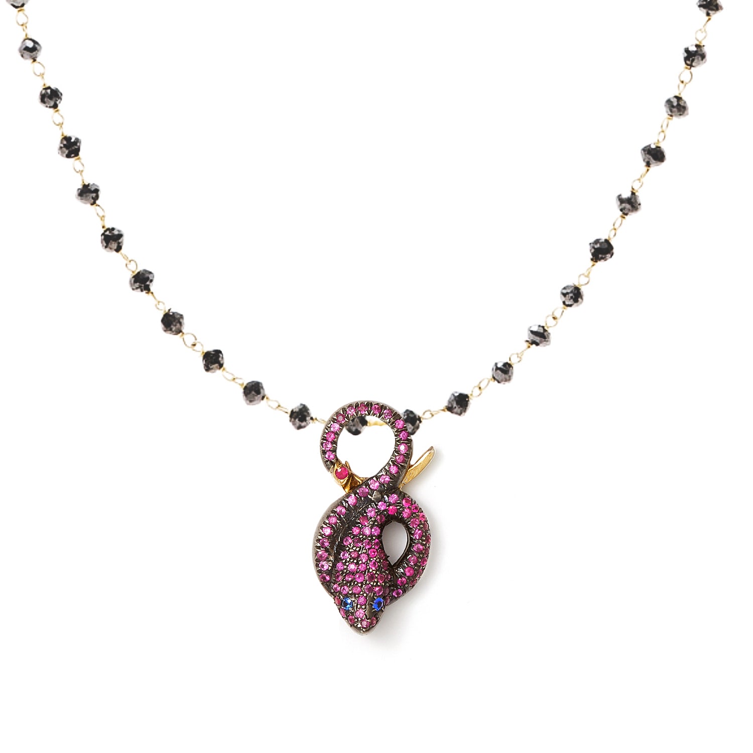 Pink Sapphire Diamond Snake Locket