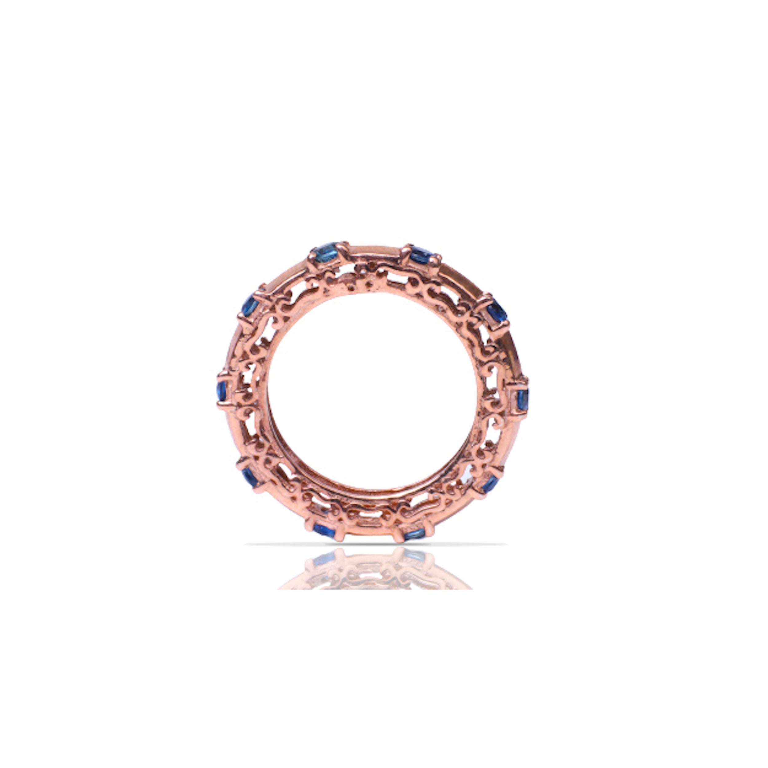 Rose Sapphire Filigree Band