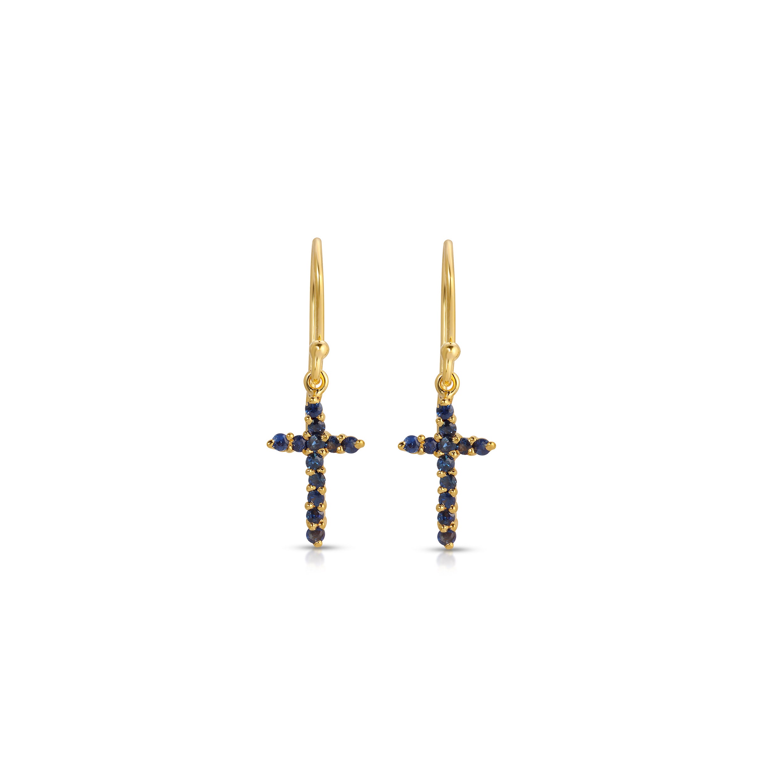 Sapphire Cross Drop Earrings