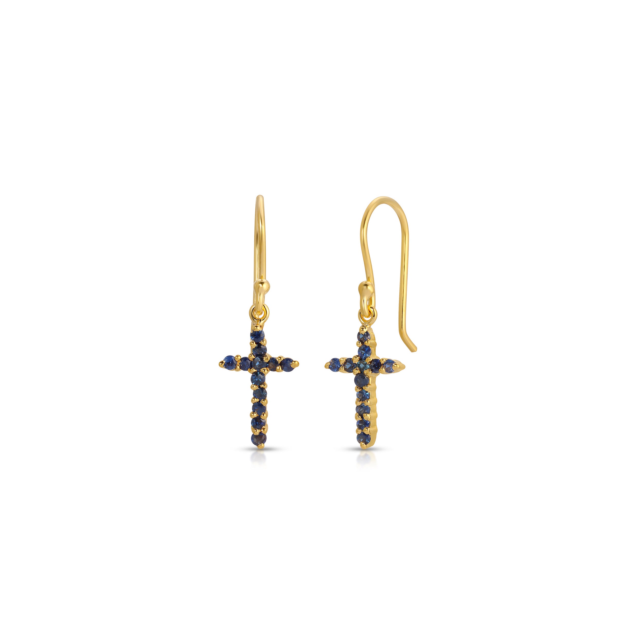 Sapphire Cross Drop Earrings