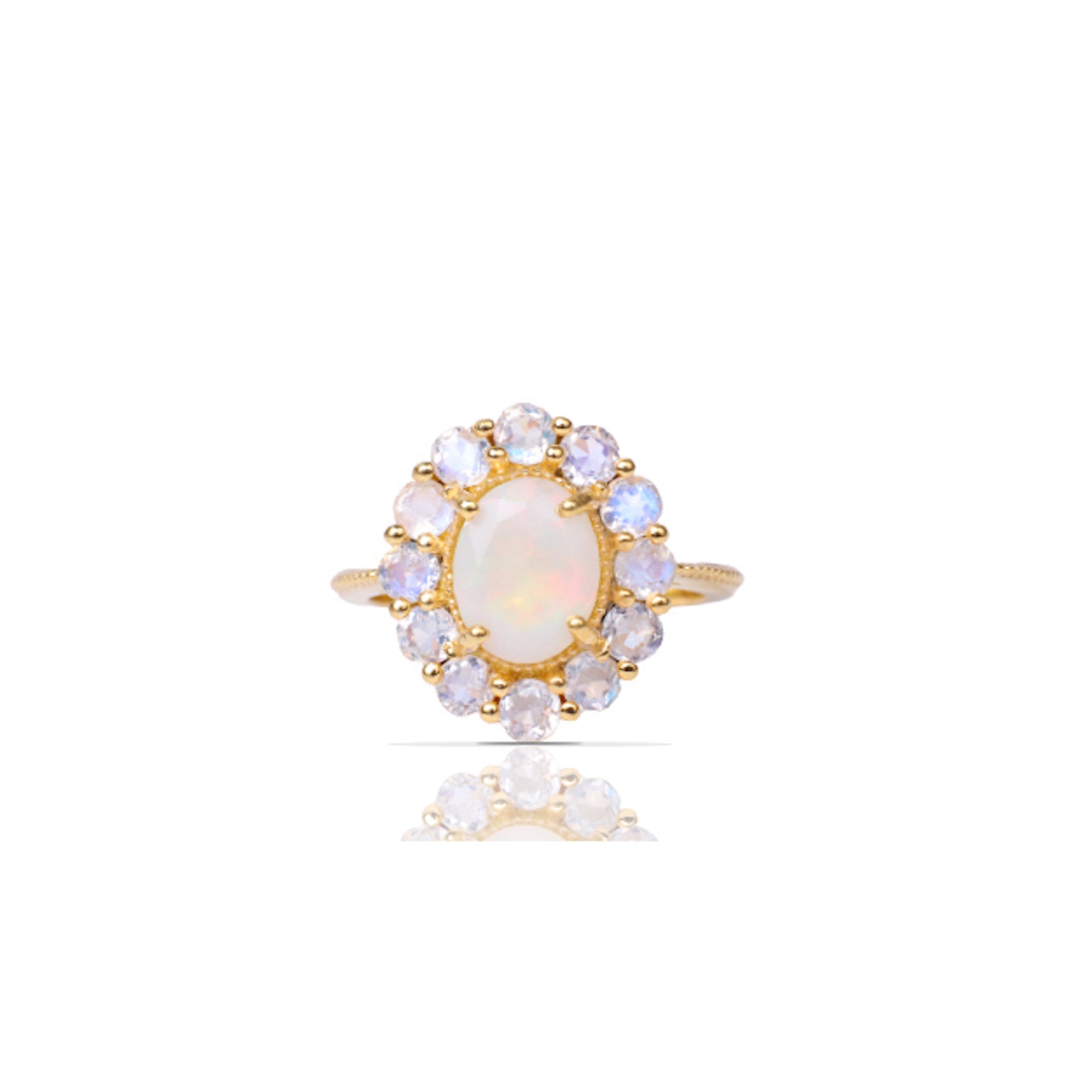 Opal Moonstone Cluster Ring