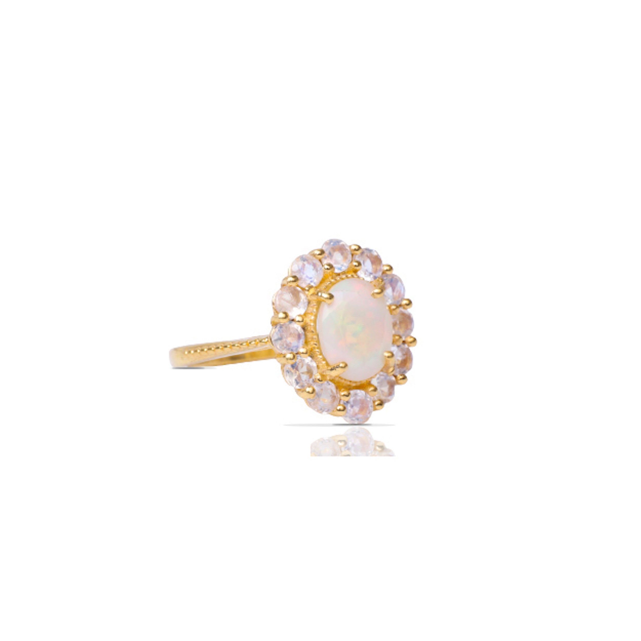 Opal Moonstone Cluster Ring