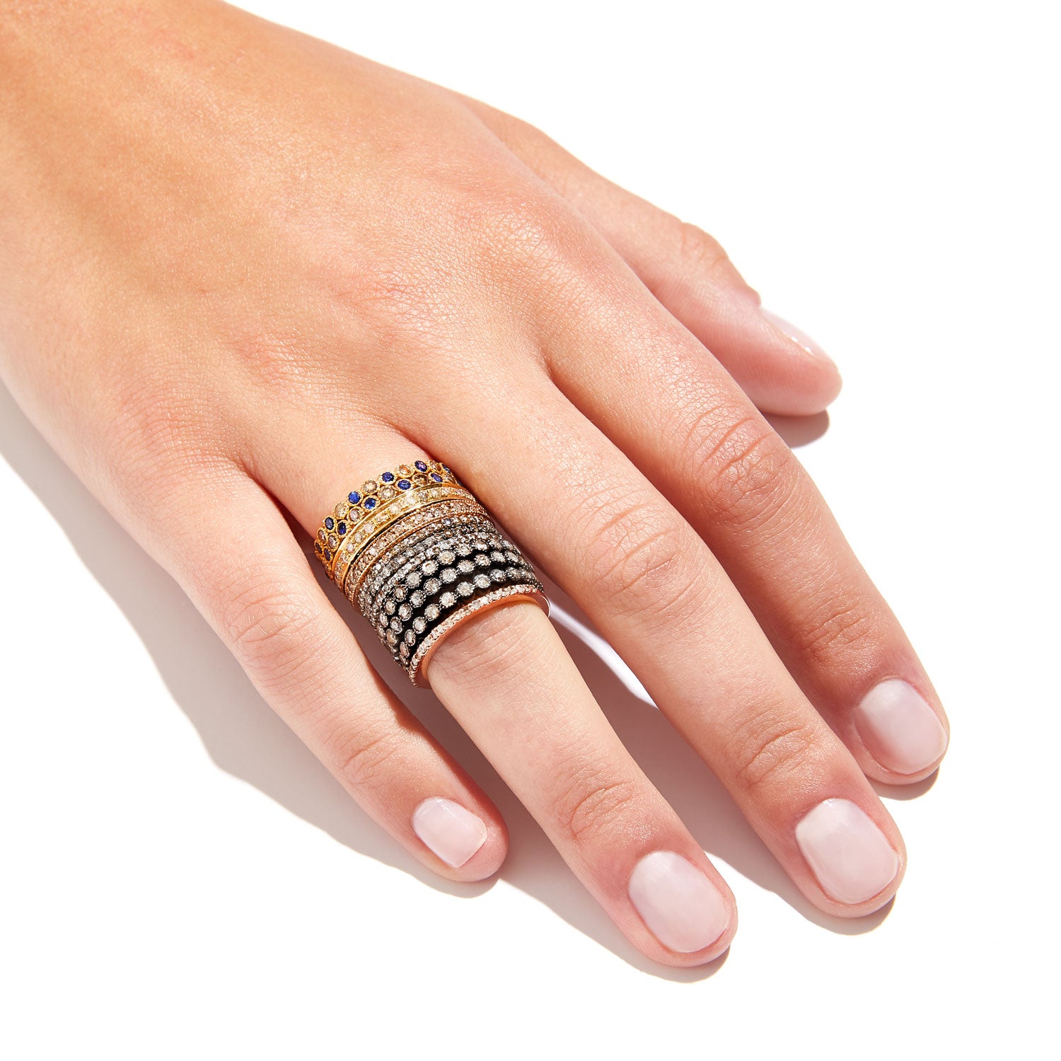 Sapphire & Champagne Diamond Eternity Band-Ring-Jaipur Atelier
