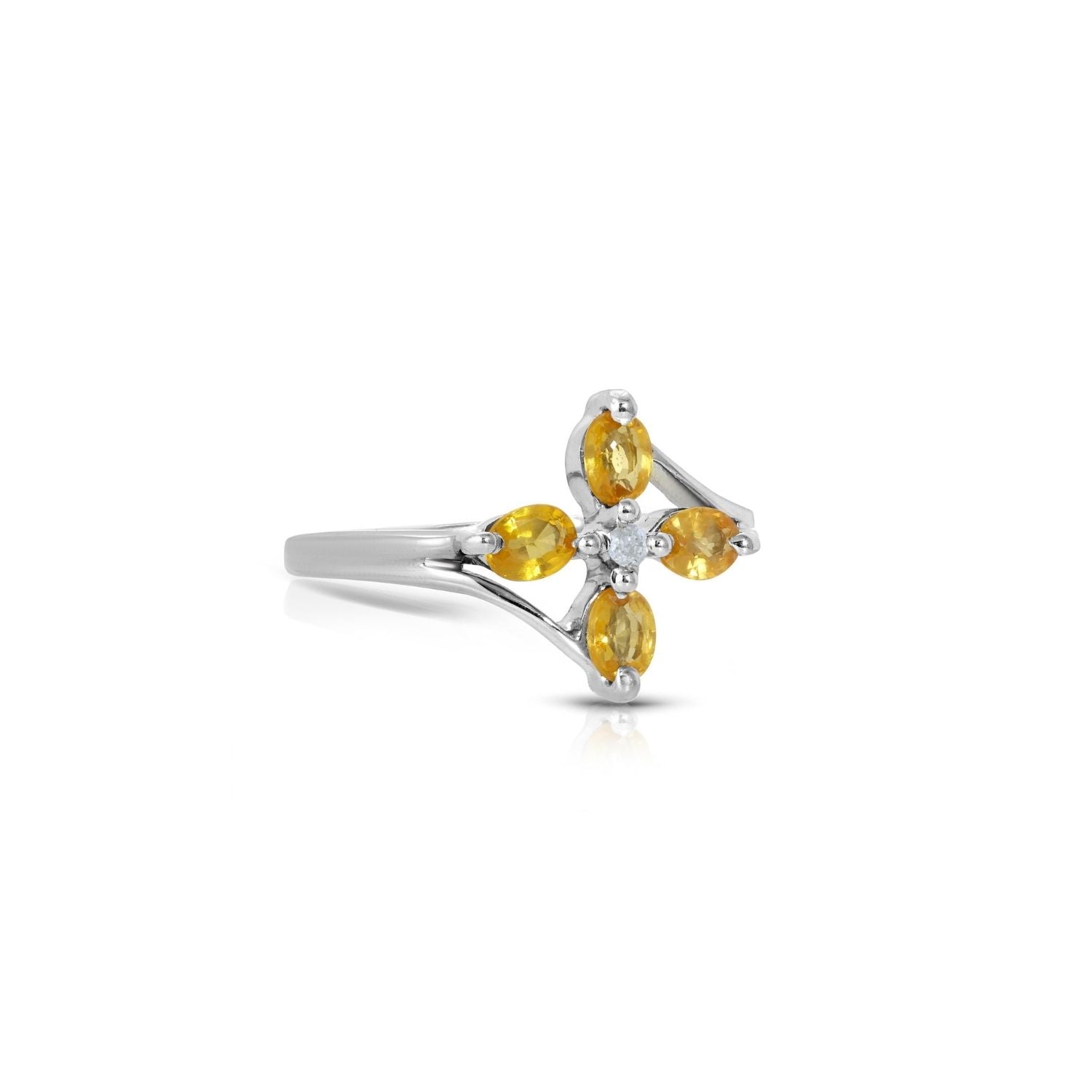 Yellow Sapphire Diamond Flower Ring