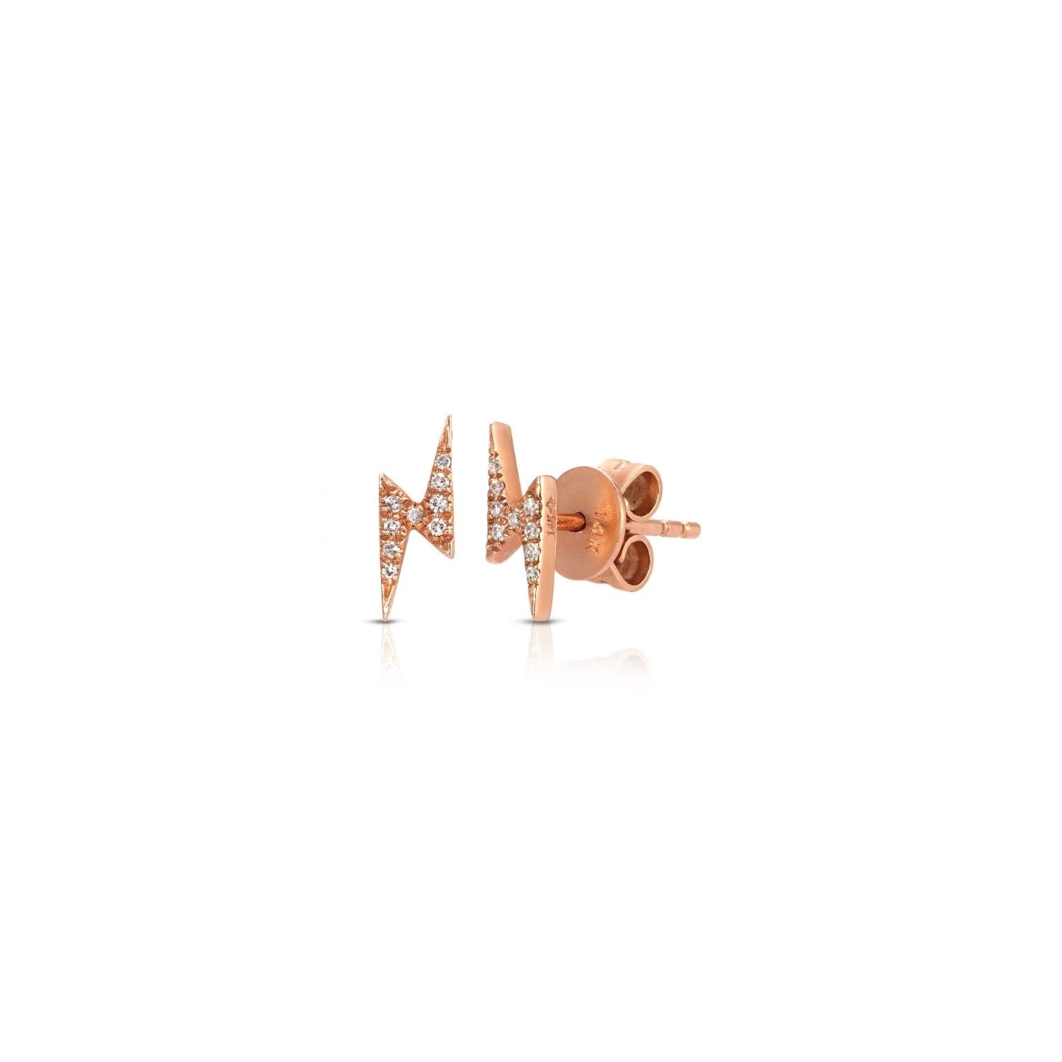Rose Gold Diamond Lightening Flash Studs