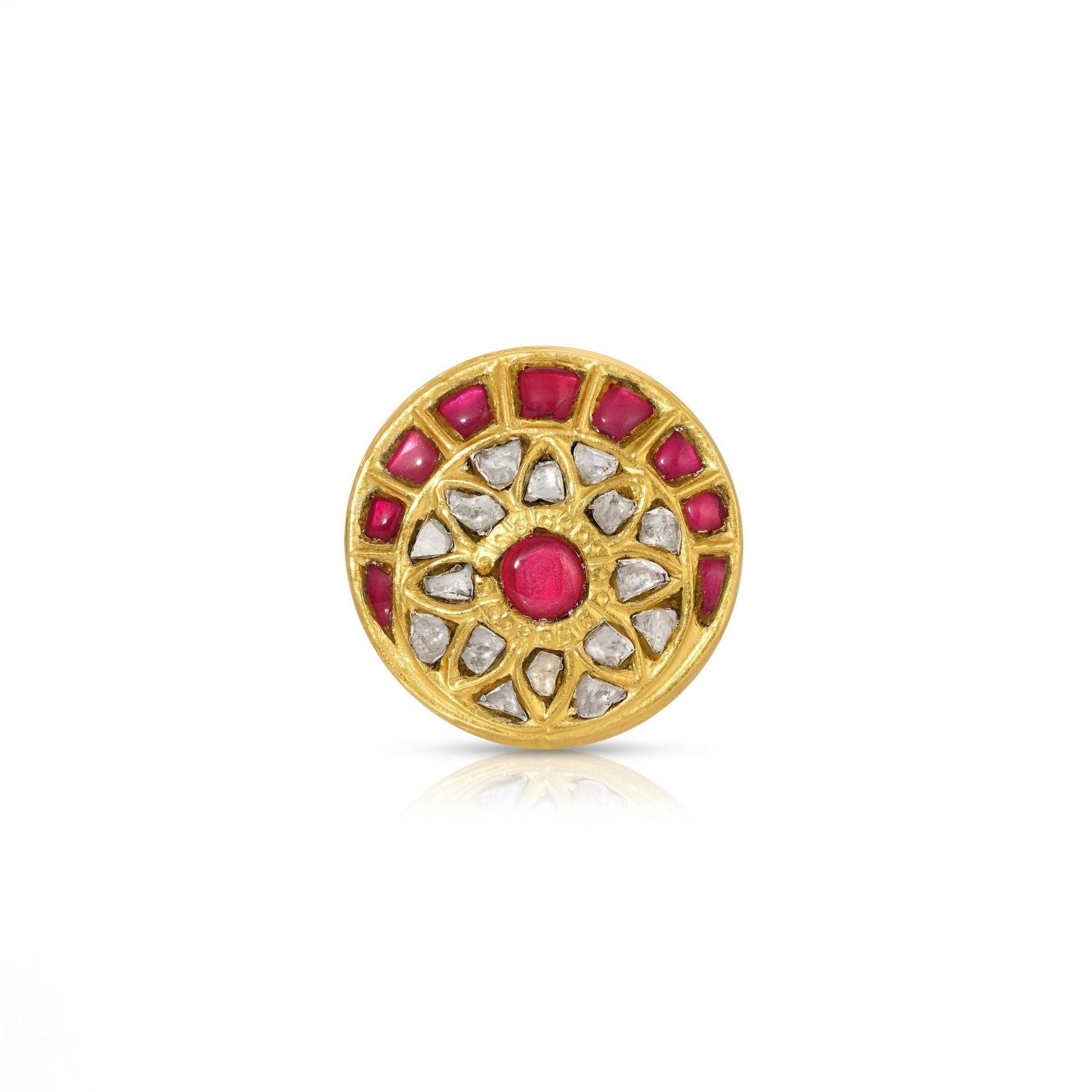 Pink Ruby Diamond Coin Cocktail Ring