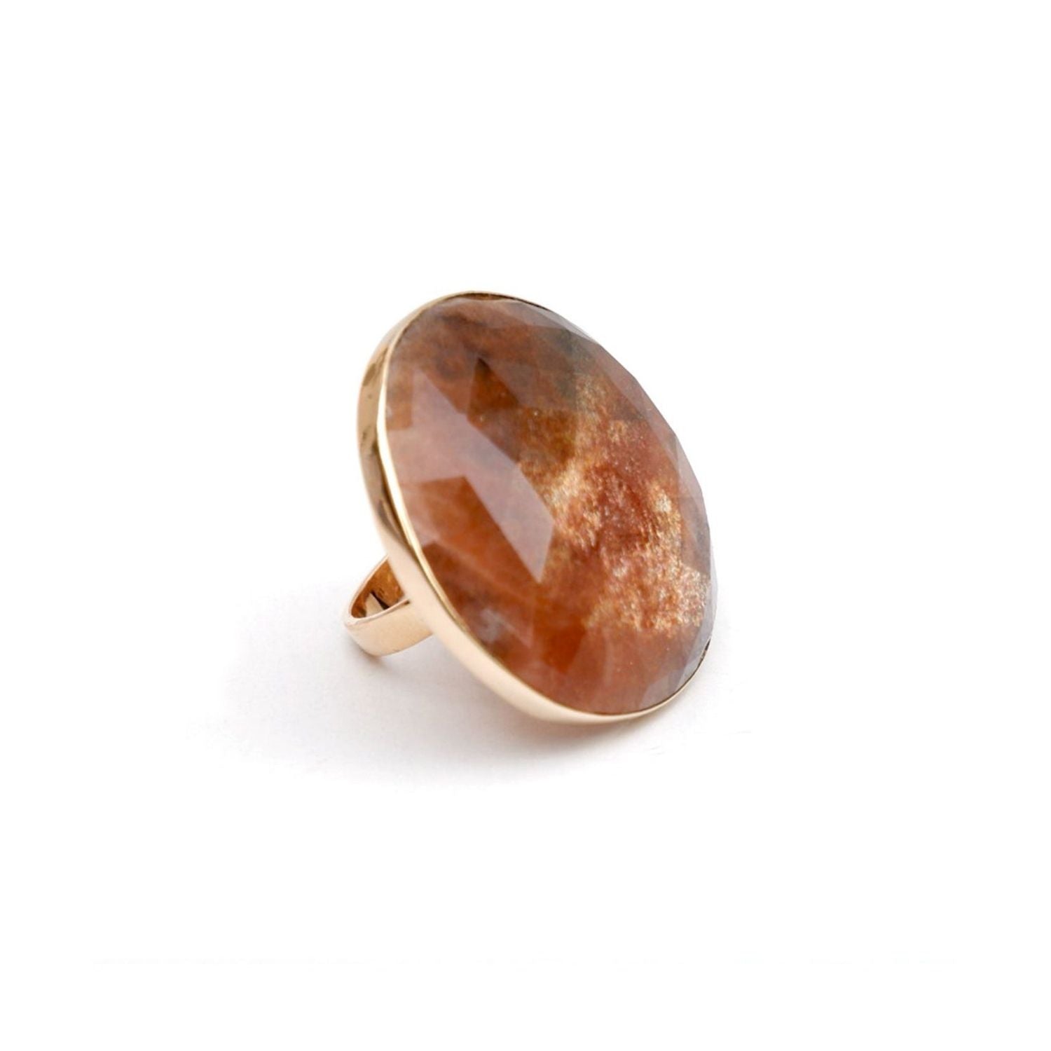 Golden Moonstone Dome Cocktail Ring