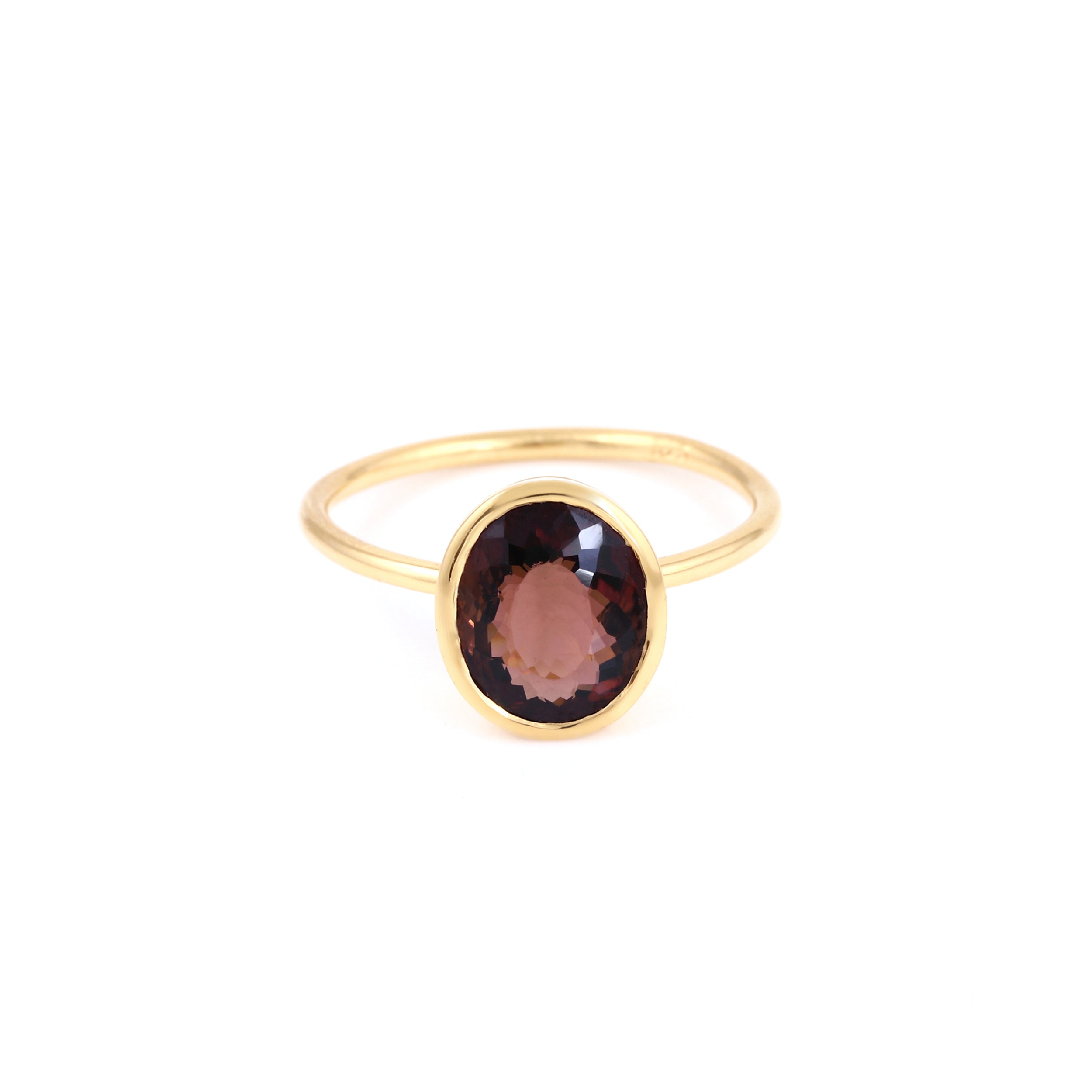 Wine Tourmaline Oval Signet Ring