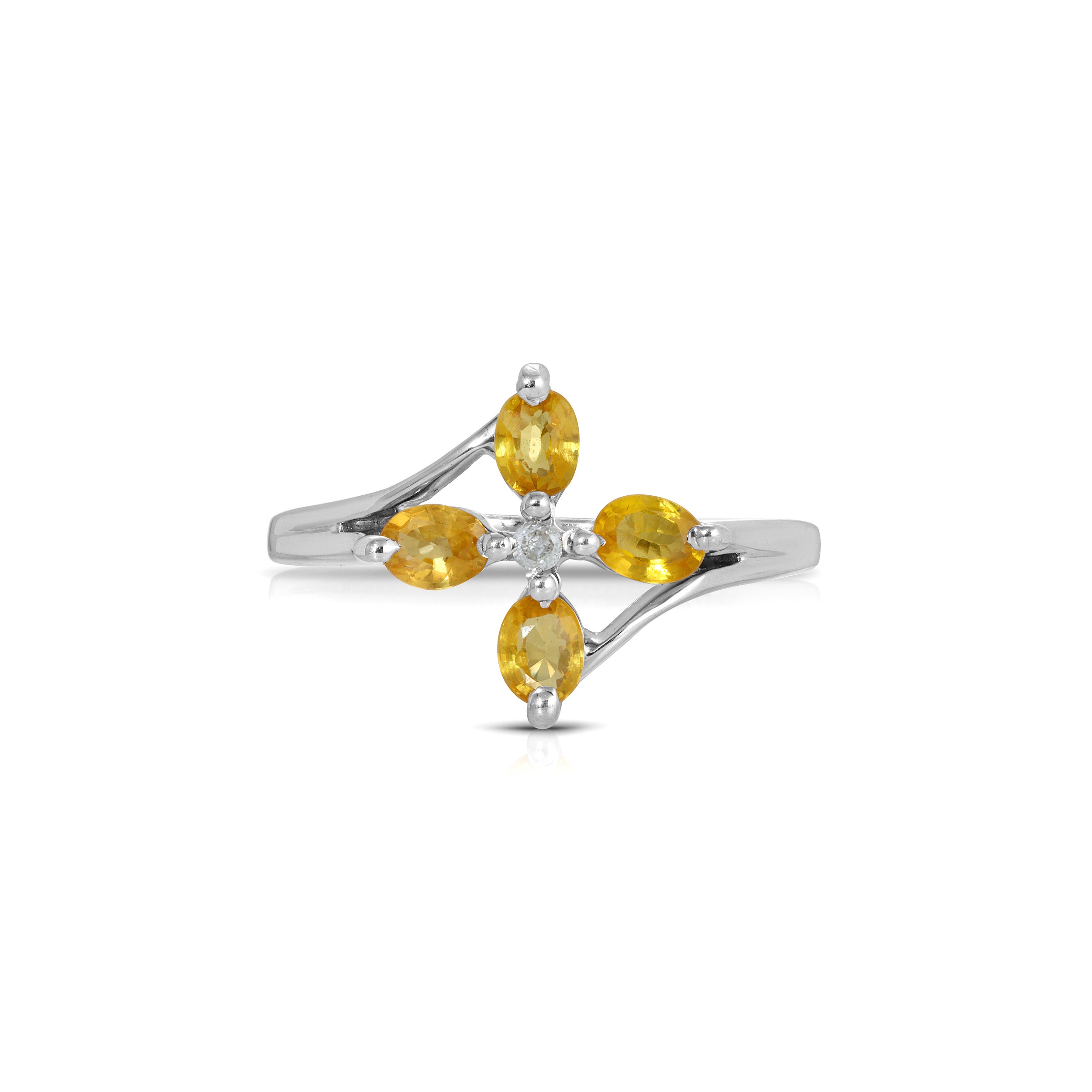 Yellow Sapphire Diamond Flower Ring