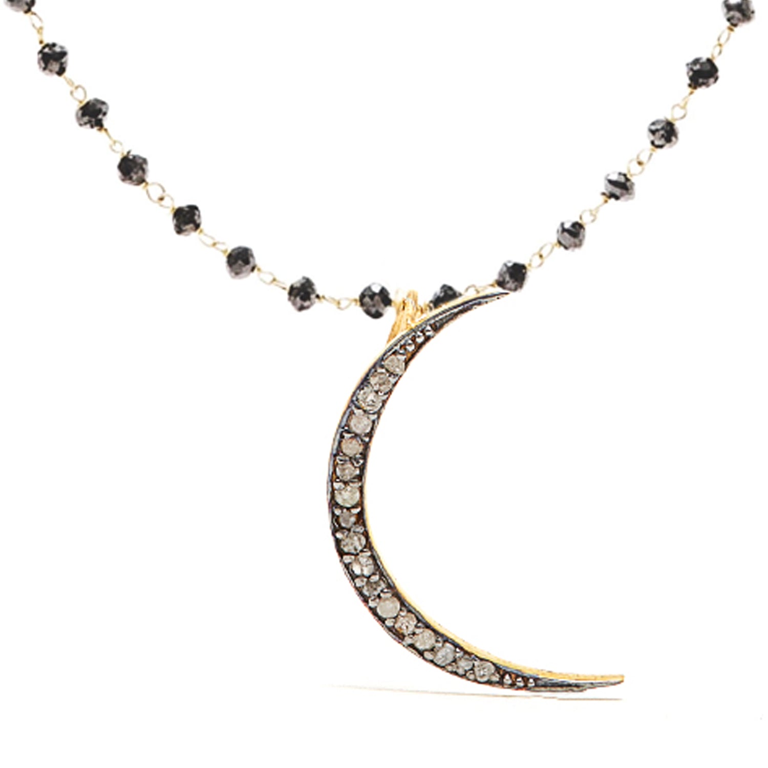 Black Moon Diamond Pendant-Pendant-Jaipur Atelier