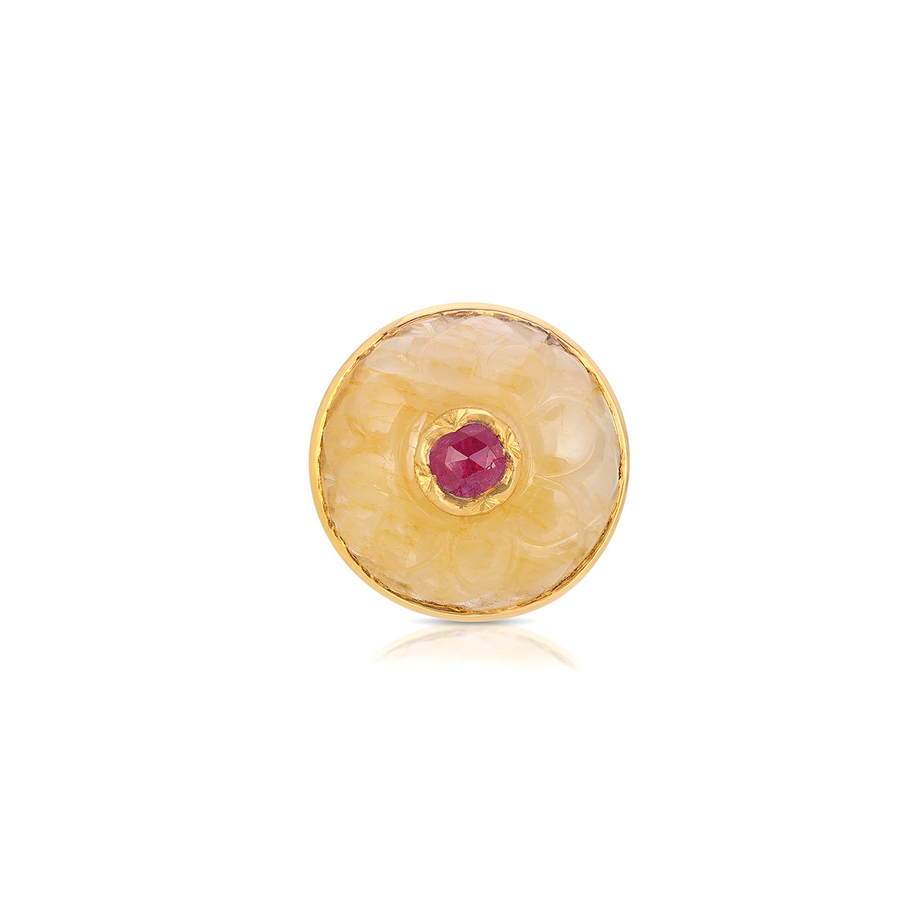 Yellow Sapphire Ruby Dome Cocktail Ring